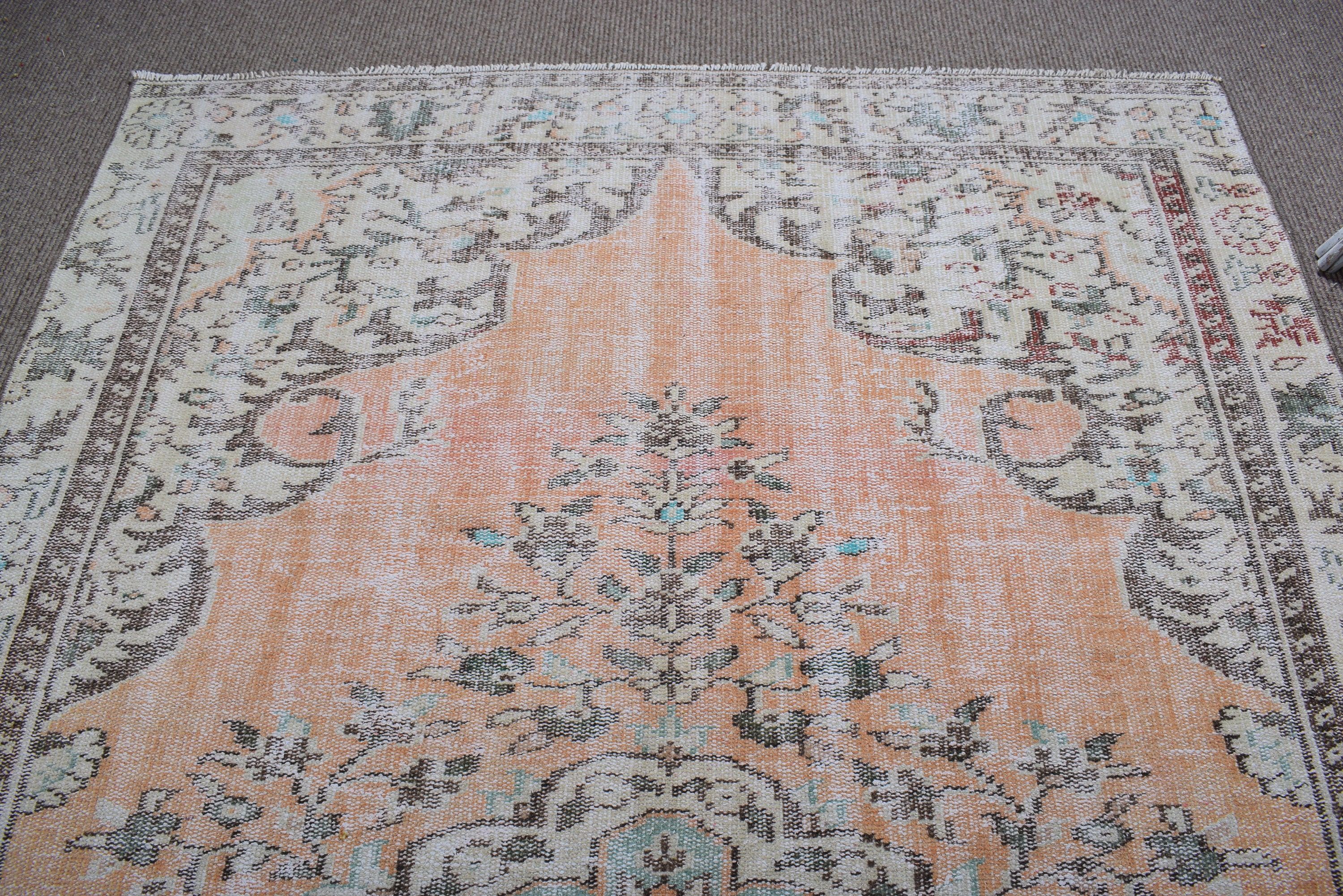 Vintage Rug, Large Boho Rugs, 5.4x9.4 ft Large Rug, Bedroom Rug, Turkish Rug, Orange Anatolian Rugs, Statement Rug, Large Oushak Rugs