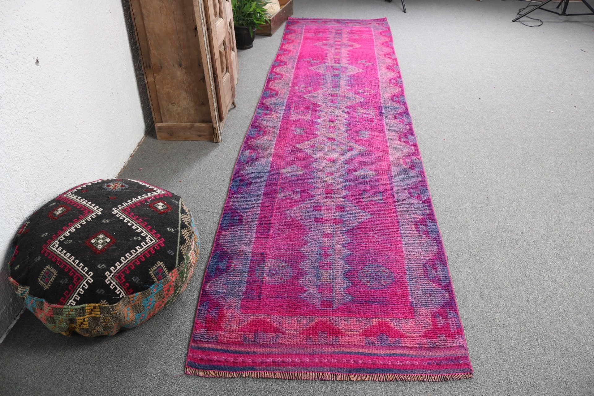 Pink Home Decor Rugs, Turkish Rug, 3x12.5 ft Runner Rug, Vintage Rug, Stair Rug, Long Runner Rugs, Modern Rug, Bedroom Rugs, Moroccan Rugs