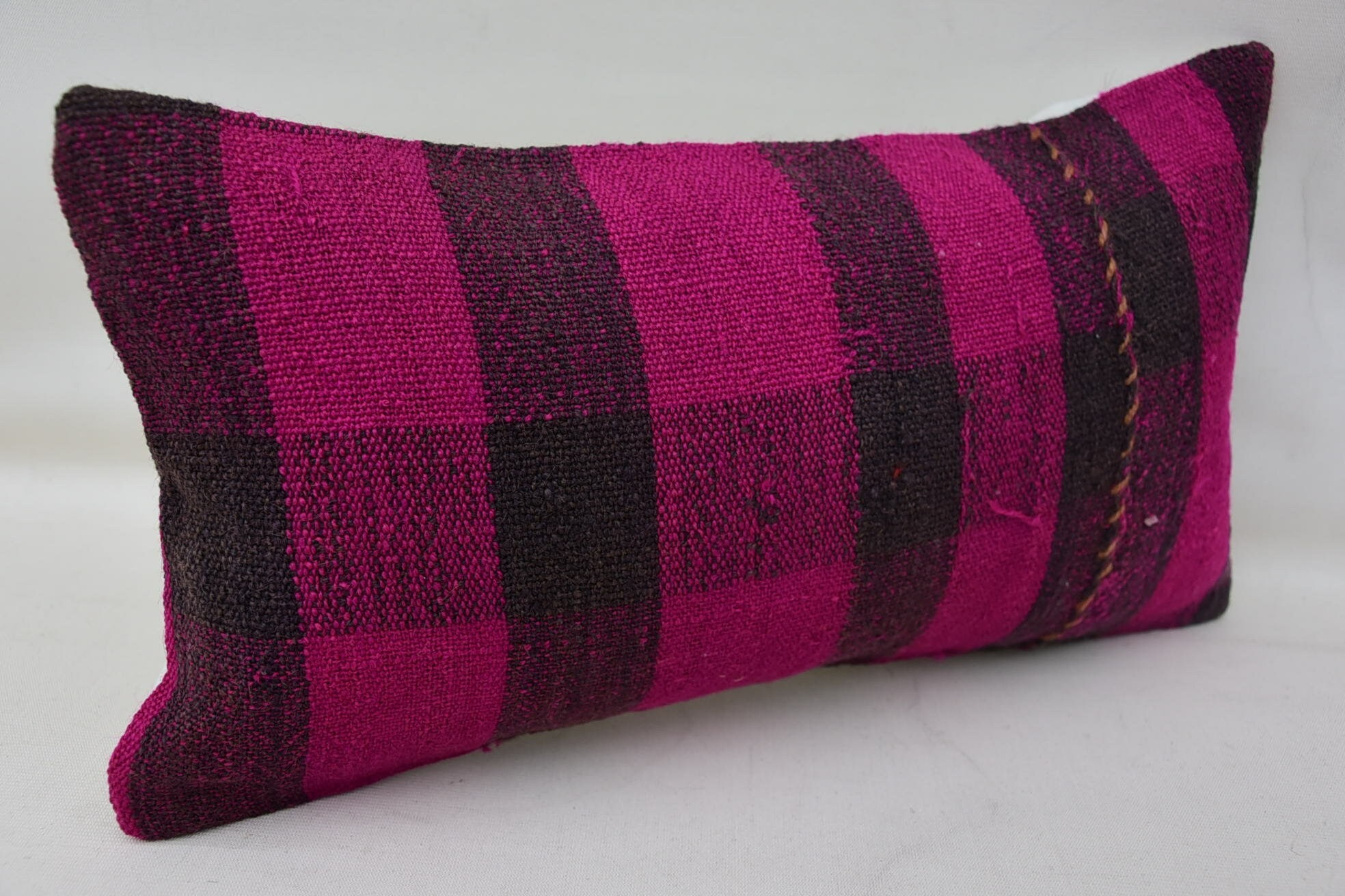 8"x16" Pink Pillow Case, Decorative Bolster Cushion, Vintage Kilim Throw Pillow, Vintage Kilim Pillow, Gift Pillow, Aesthetic Pillow