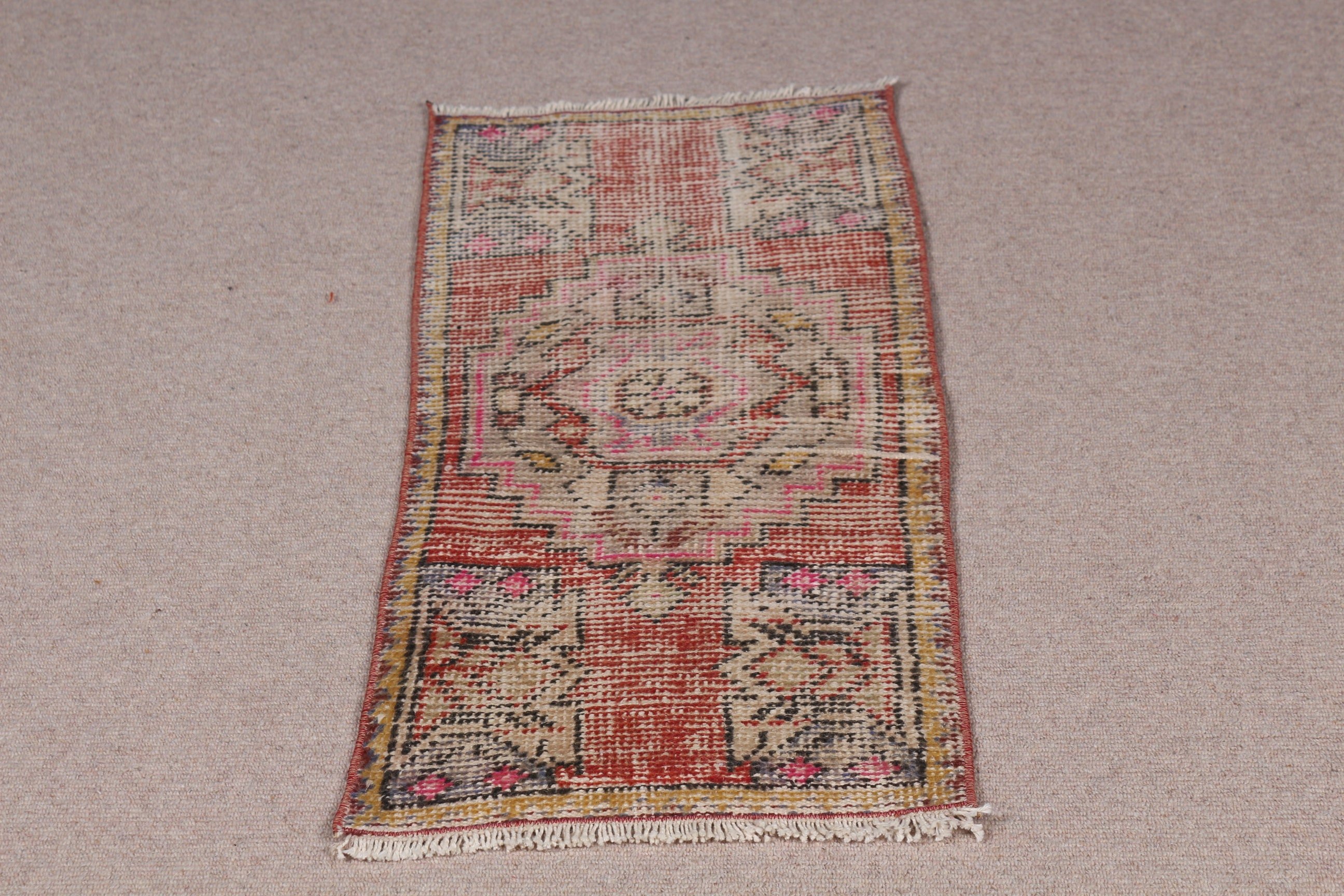 Araba Paspas Halısı, Yer Halıları, 1.4x3 ft Küçük Halılar, Antika Halılar, Banyo Halıları, Türk Halısı, Bej Anadolu Halısı, Vintage Halılar, Banyo Halısı