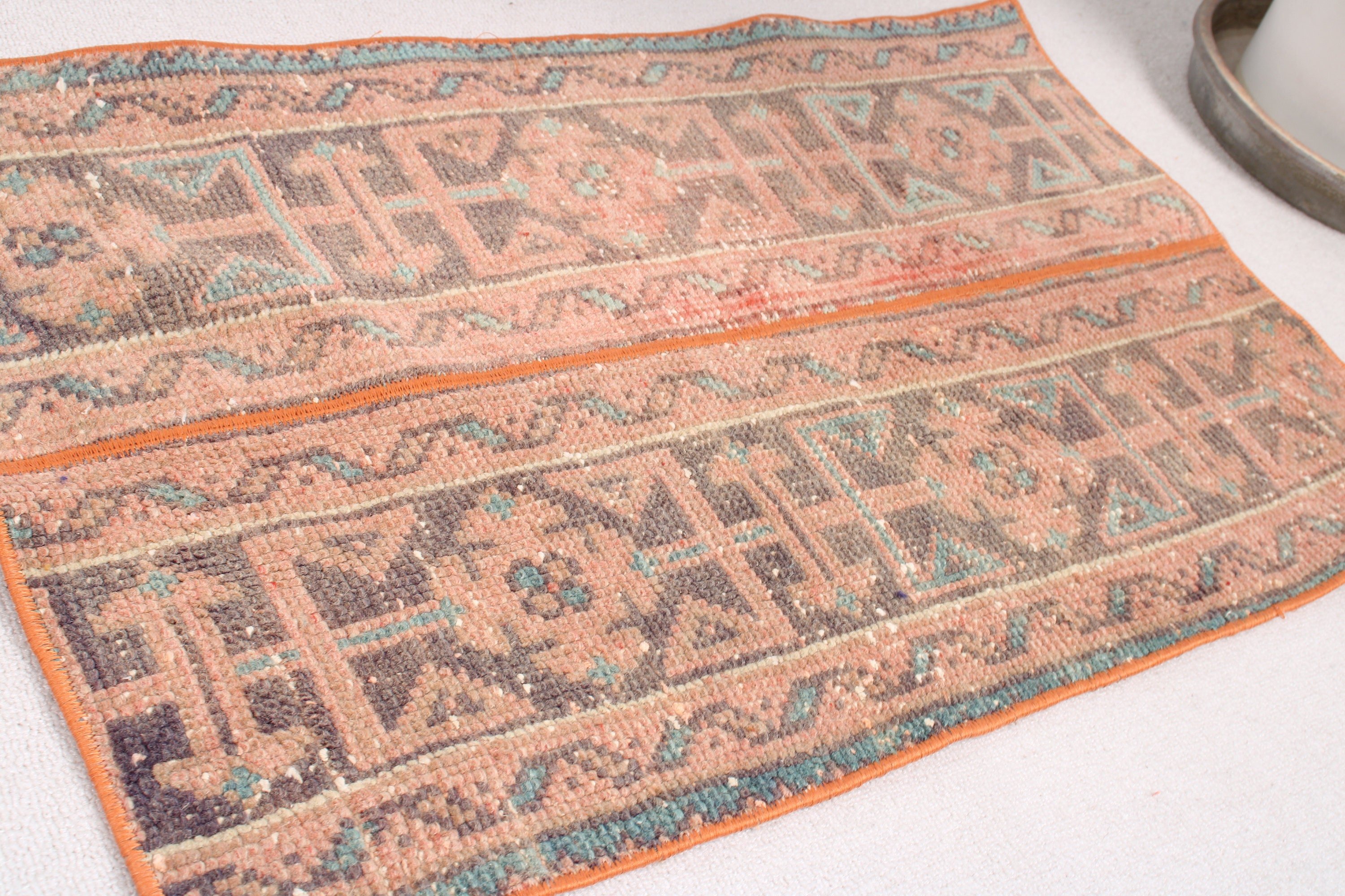 Oushak Halı, Banyo Halısı, Küçük Boho Halısı, 1,9x3,1 ft Küçük Halılar, Vintage Halı, Anadolu Halıları, Organik Halı, Türk Halısı, Turuncu Soğuk Halı