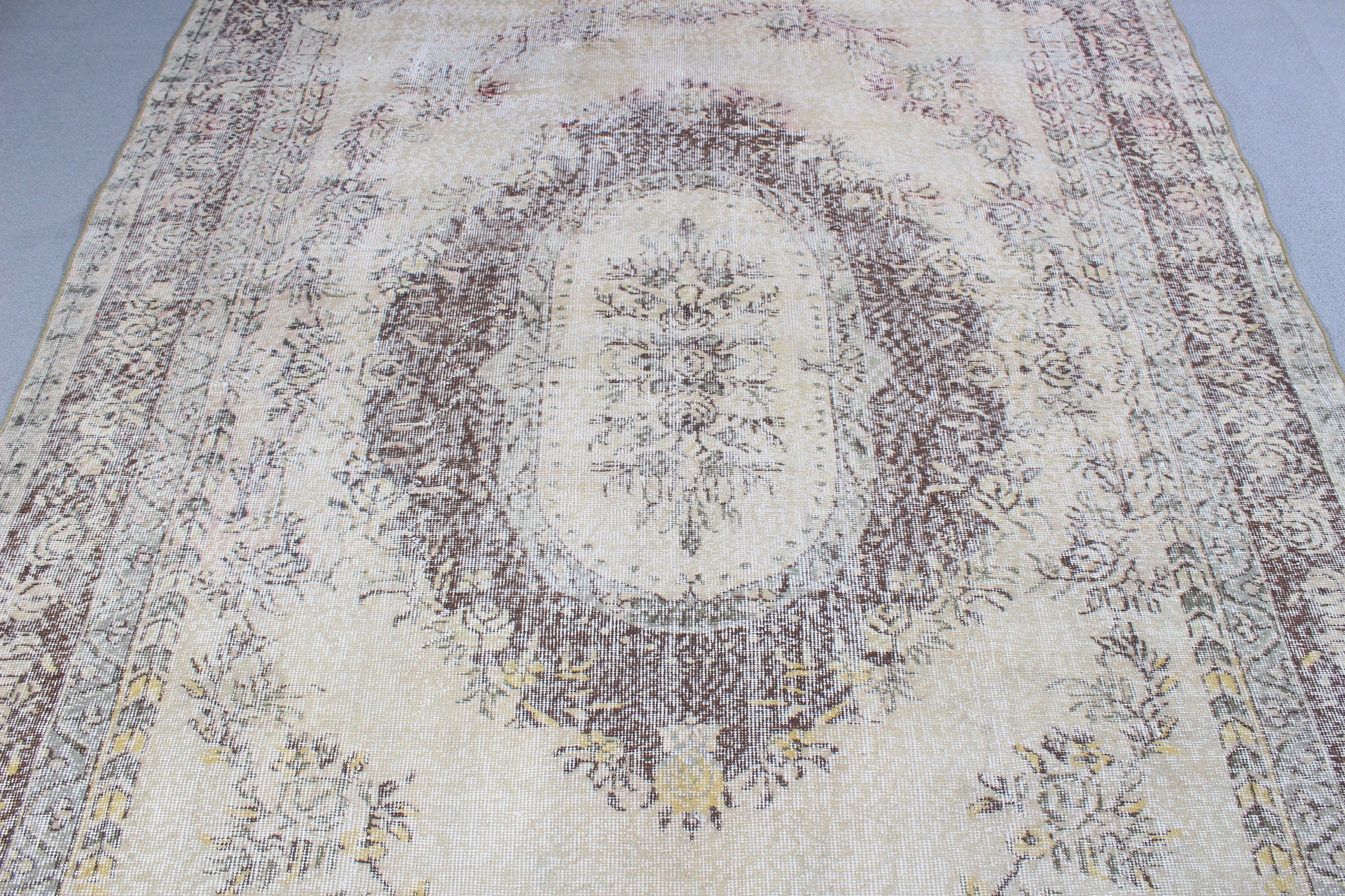 Lüks Halılar, Salon Halıları, Oturma Odası Halıları, 6,7x9,3 ft Büyük Halılar, Türk Halıları, Fas Halısı, Vintage Halılar, Nötr Halılar, Bej Boho Halıları