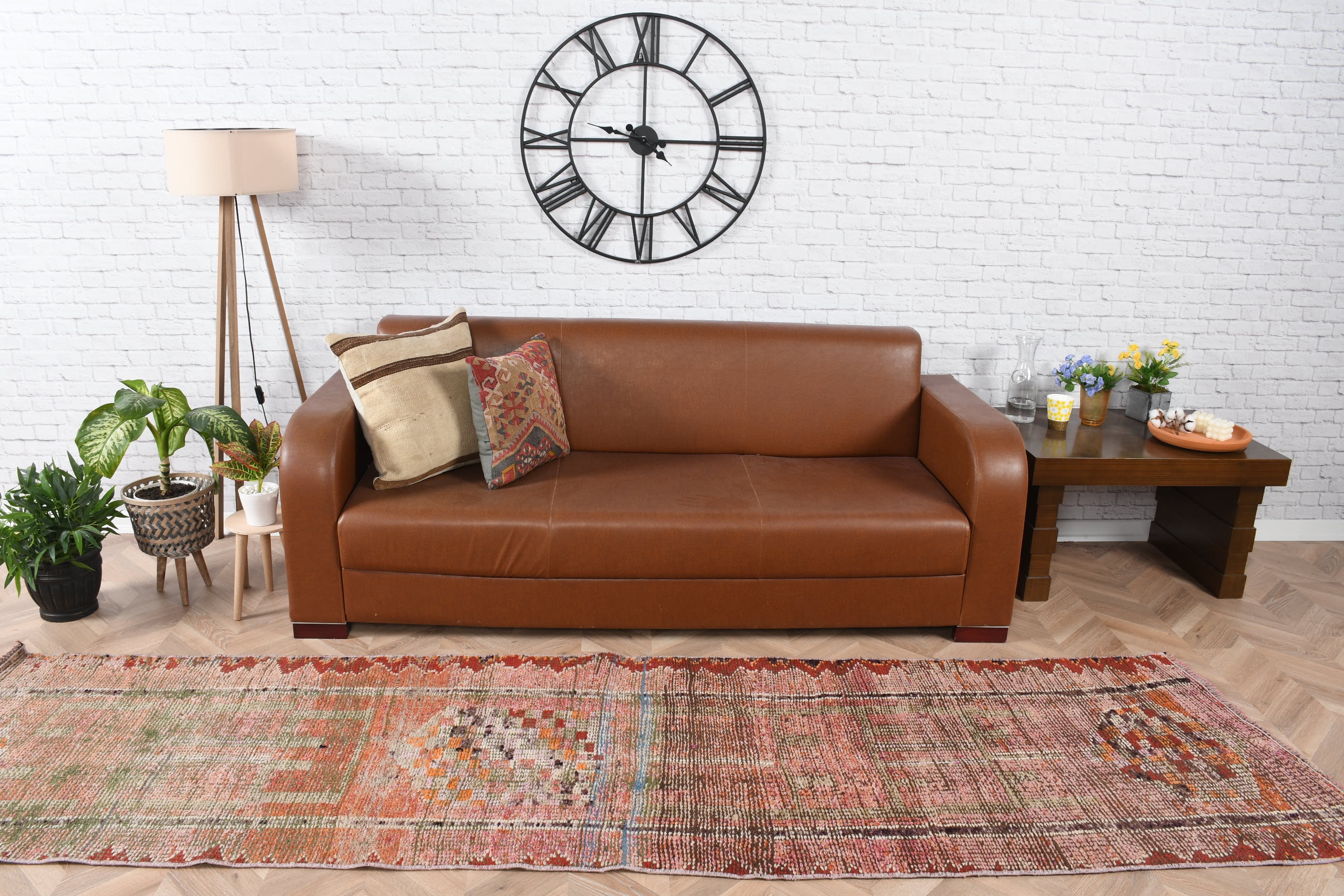 Moroccan Rugs, Pink Cool Rug, 2.7x10.5 ft Runner Rugs, Vintage Rug, Kitchen Rug, Turkish Rug, Stair Rug, Rugs for Stair, Bohemian Rugs