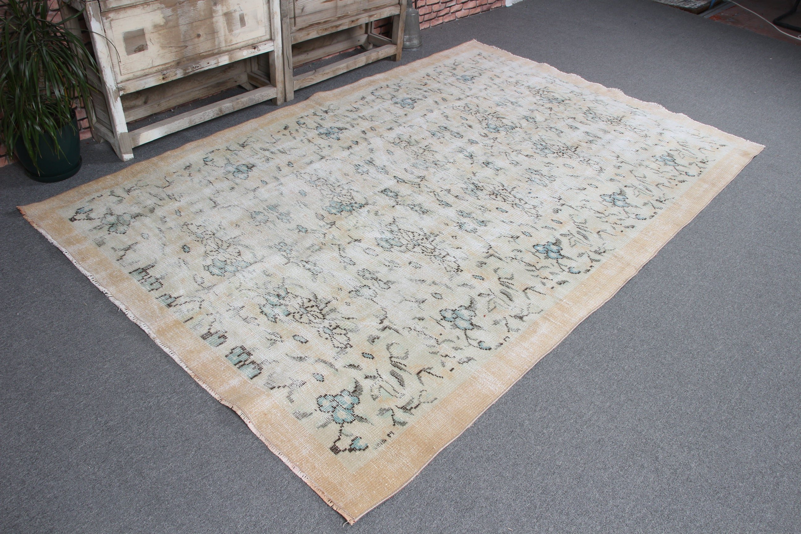 Turkish Rugs, Beige Statement Rug, Large Oushak Rugs, Flatweave Rugs, Living Room Rug, Vintage Rugs, 5.5x8.4 ft Large Rugs, Modern Rug