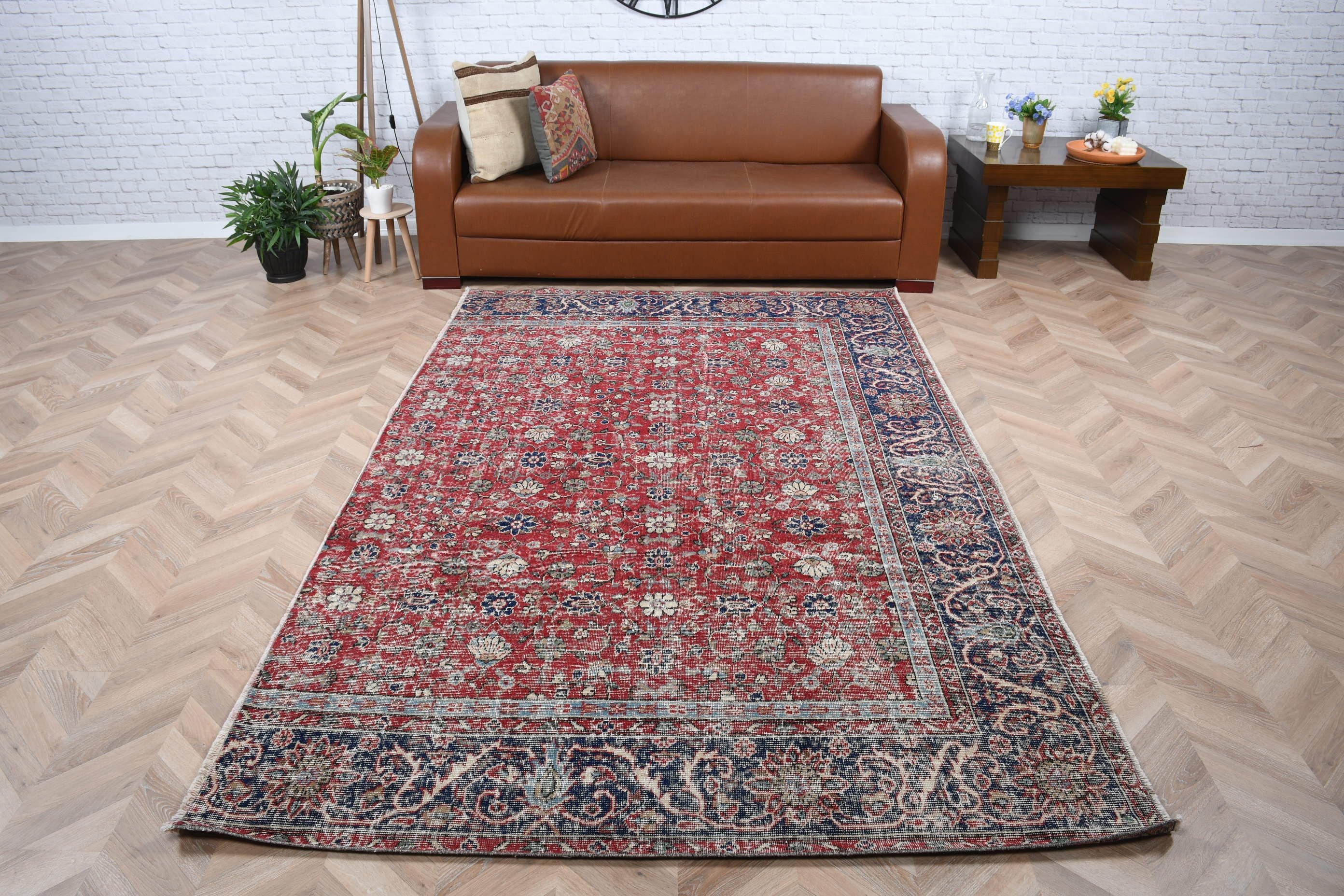 8.8x5.4 ft Büyük Halı, Vintage Halı, Kabile Halıları, Kırmızı Ev Dekor Halısı, Salon Halısı, Yemek Odası Halıları, Türk Halısı, Antika Halı, Oryantal Halı