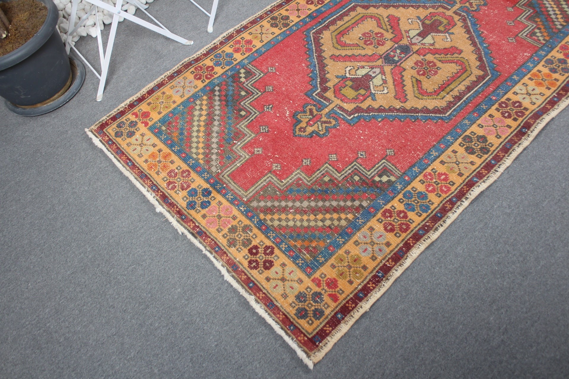 3.7x6.3 ft Accent Rug, Nursery Rug, Kitchen Rug, Red Oriental Rug, Bedroom Rug, Turkish Rug, Rugs for Kitchen, Vintage Rug