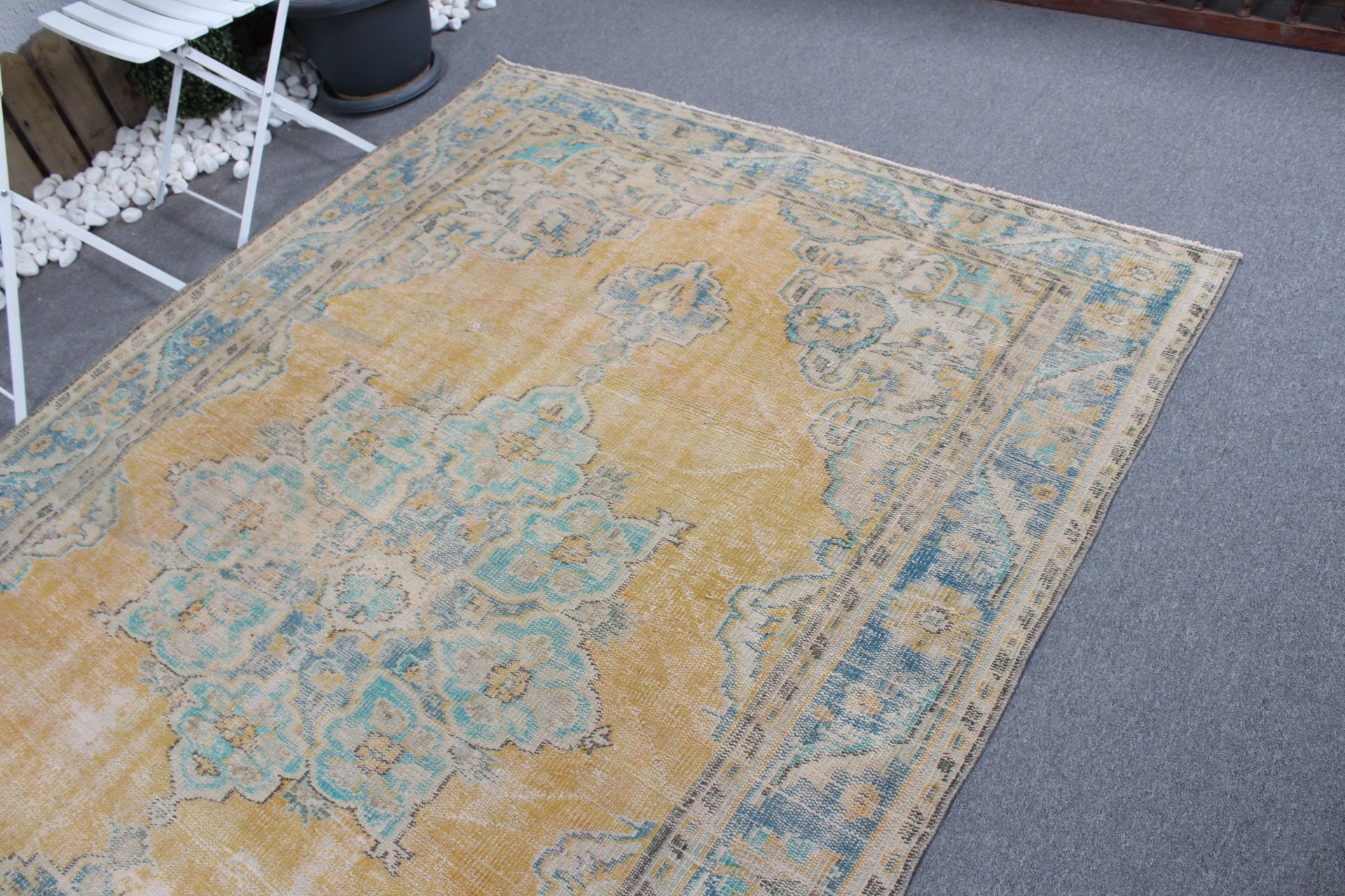 Vintage Rugs, 5.9x8.6 ft Large Rug, Living Room Rug, Turkish Rug, Bedroom Rug, Oriental Rug, Kitchen Rug, Dorm Rug, Yellow Wool Rugs