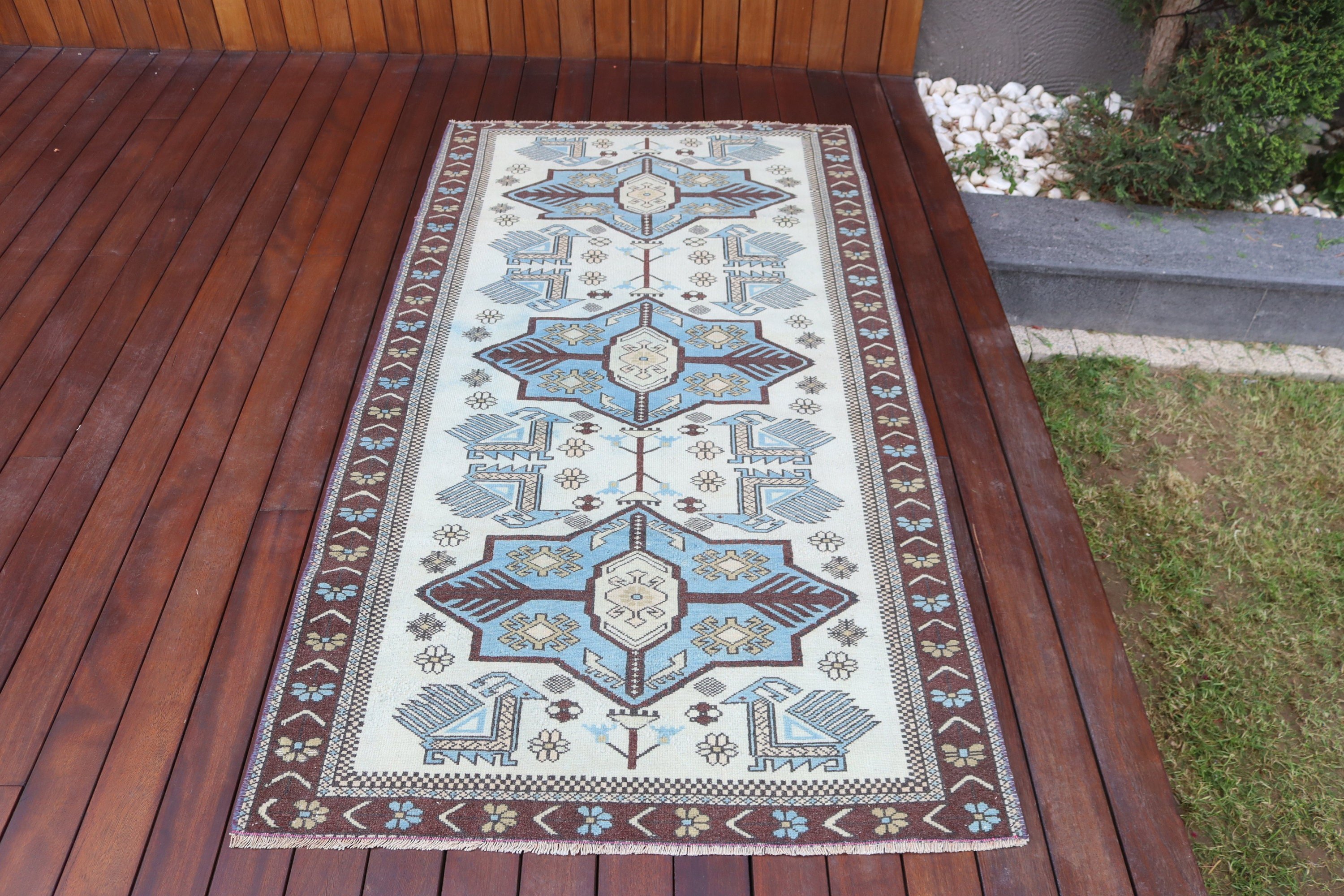 Mutfak Halısı, Geometrik Halılar, 3,2x6 ft Vurgulu Halılar, Dekoratif Halılar, Bej Soğuk Halılar, Türk Halısı, Vintage Halı, Yatak Odası Halısı, Yer Halıları