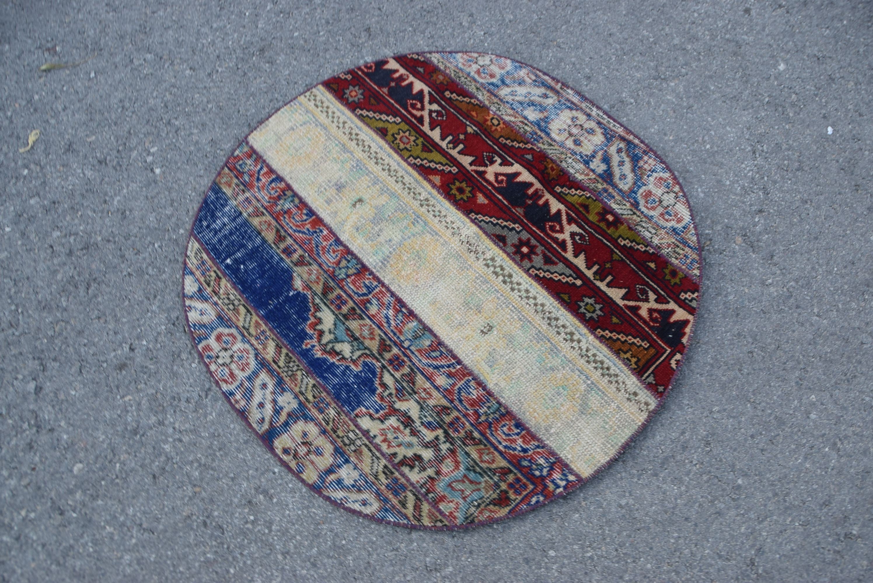 Türk Halıları, Duvara Asılı Halı, Duvara Asılı Halılar, 3x3,1 ft Küçük Halılar, Vintage Halılar, Anadolu Halısı, Mavi Yün Halılar, Mutfak Halıları