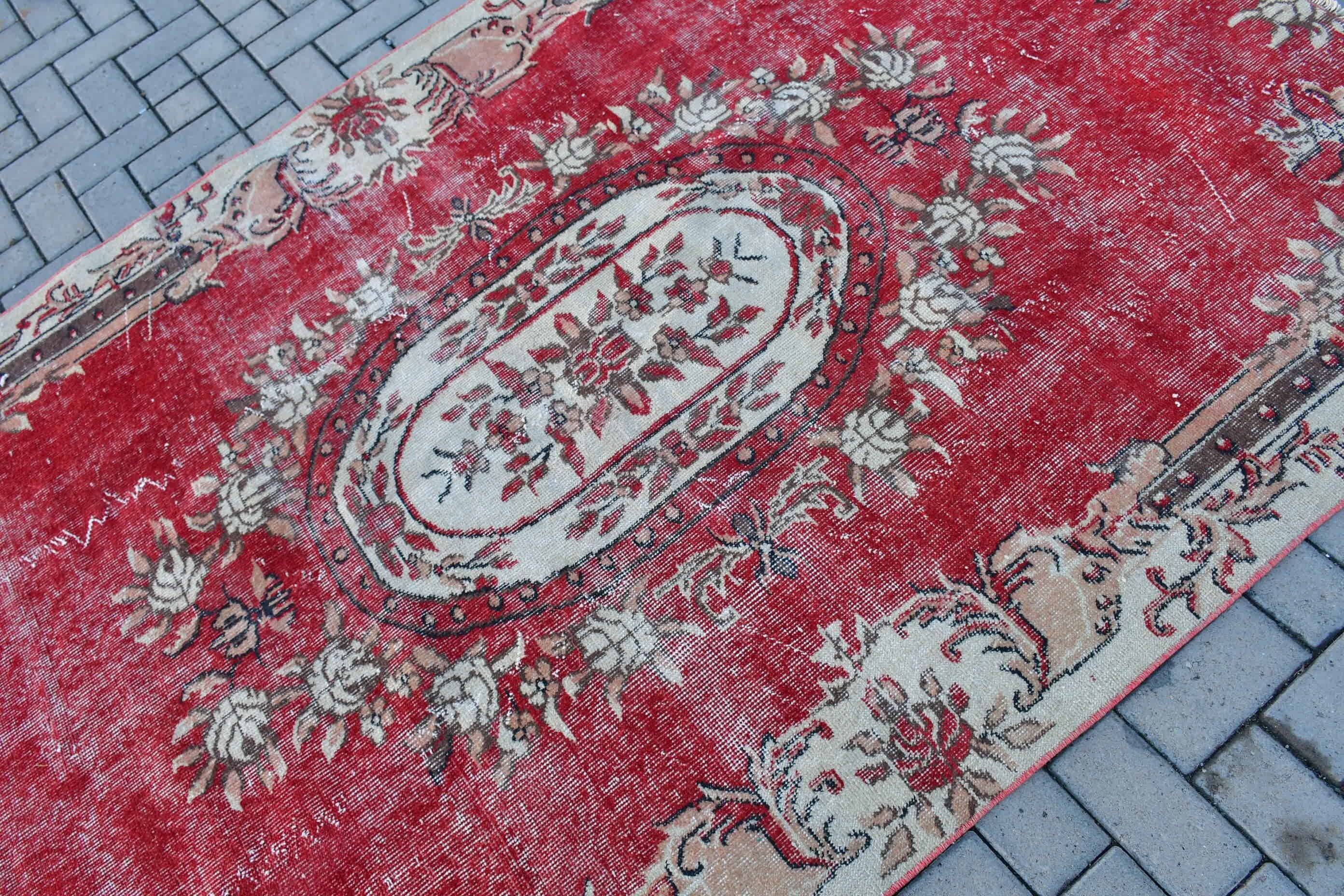 Red Oriental Rug, Bedroom Rug, Turkish Rug, Wool Rugs, Rugs for Bedroom, 5.2x7.9 ft Large Rug, Vintage Rugs, Salon Rug, Moroccan Rugs