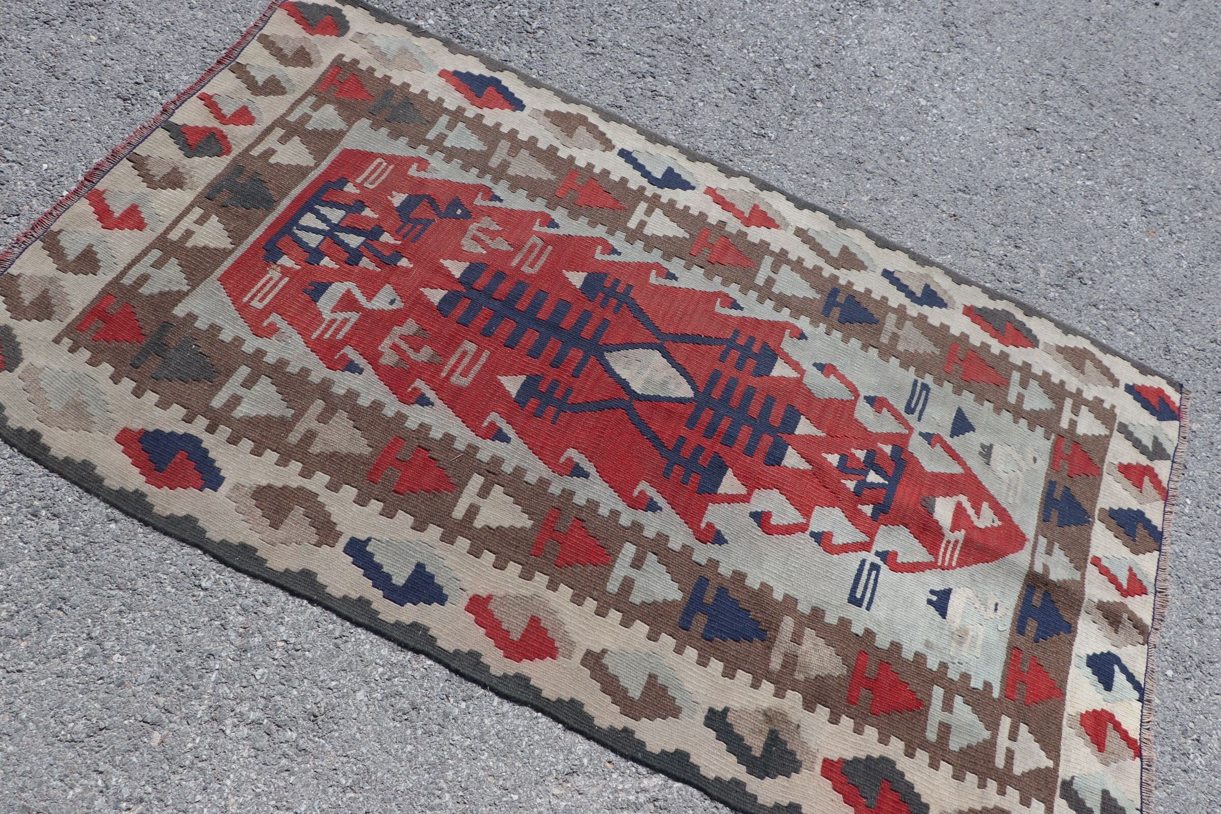 Bedroom Rug, Kilim, Floor Rug, Office Rugs, Cool Rugs, Red  3.3x5.8 ft Accent Rug, Turkish Rug, Vintage Rug, Nursery Rugs