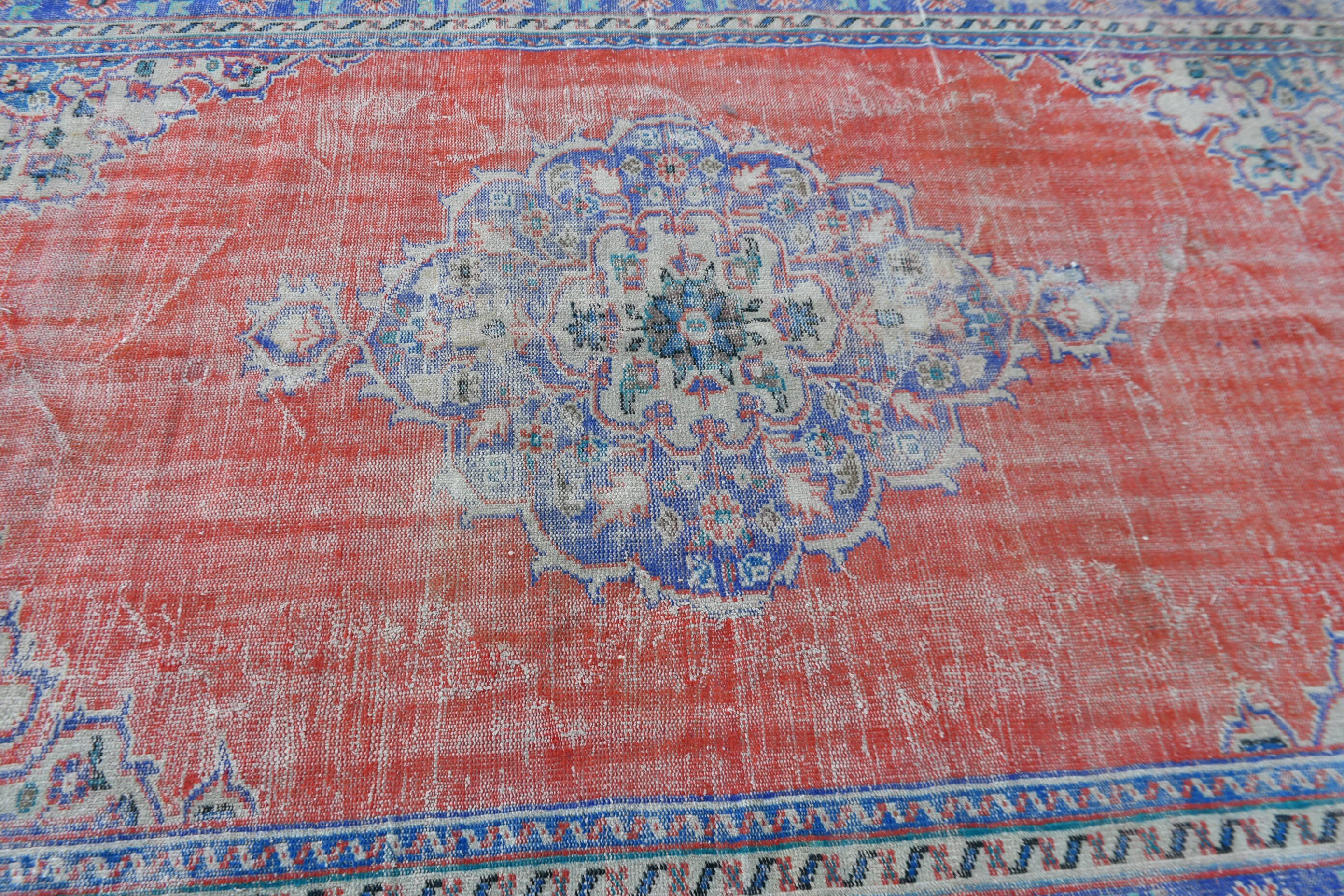 Turkish Rugs, Living Room Rugs, Bedroom Rugs, Pale Rug, Red Floor Rug, Vintage Rugs, Dining Room Rug, 7x10.6 ft Oversize Rugs, Oriental Rug