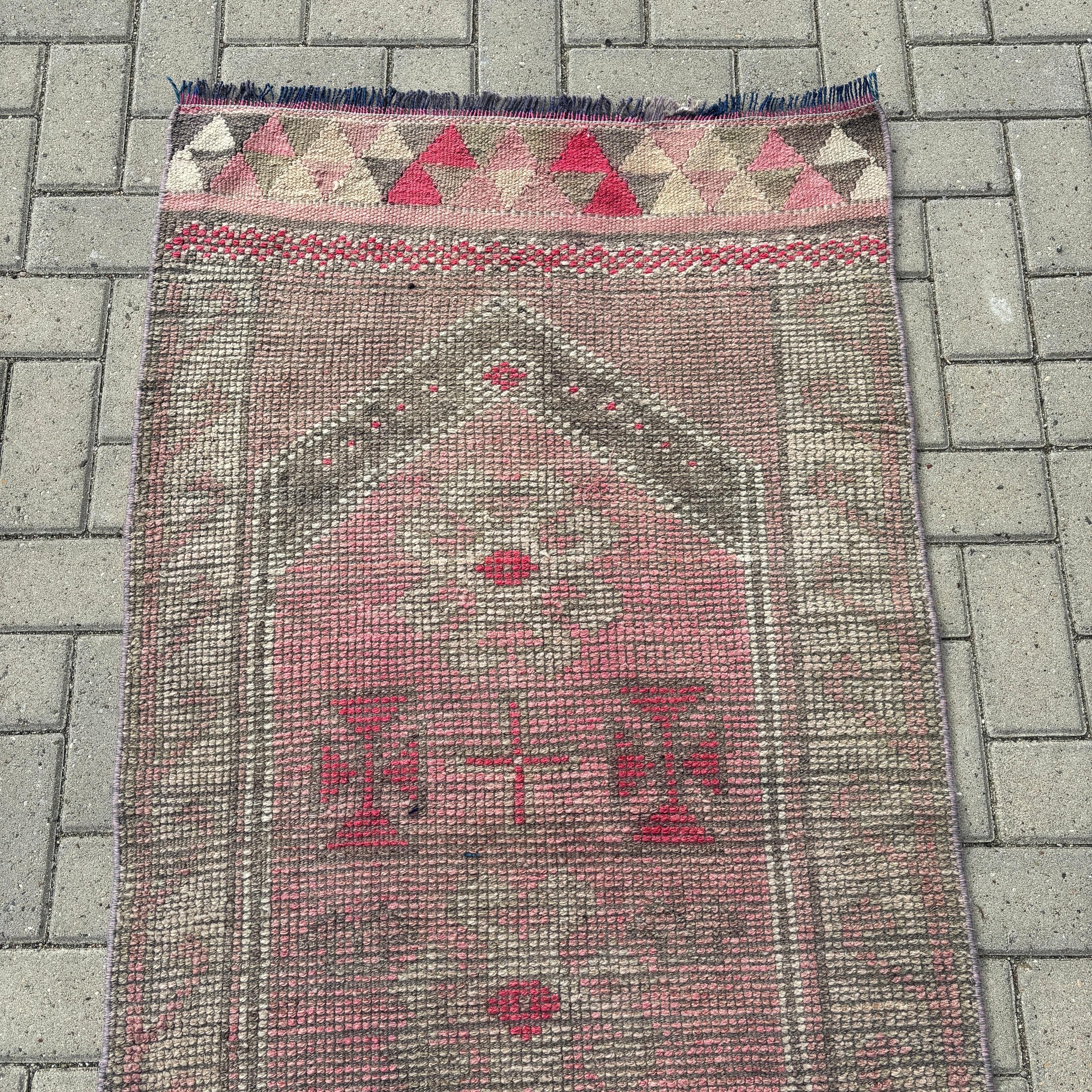 Vintage Halı, 2.7x10.1 ft Runner Halıları, Koridor Halısı, Geometrik Halı, Havalı Halı, Türk Halıları, Yeşil Modern Halılar, Beni Ourain Runner için Halılar