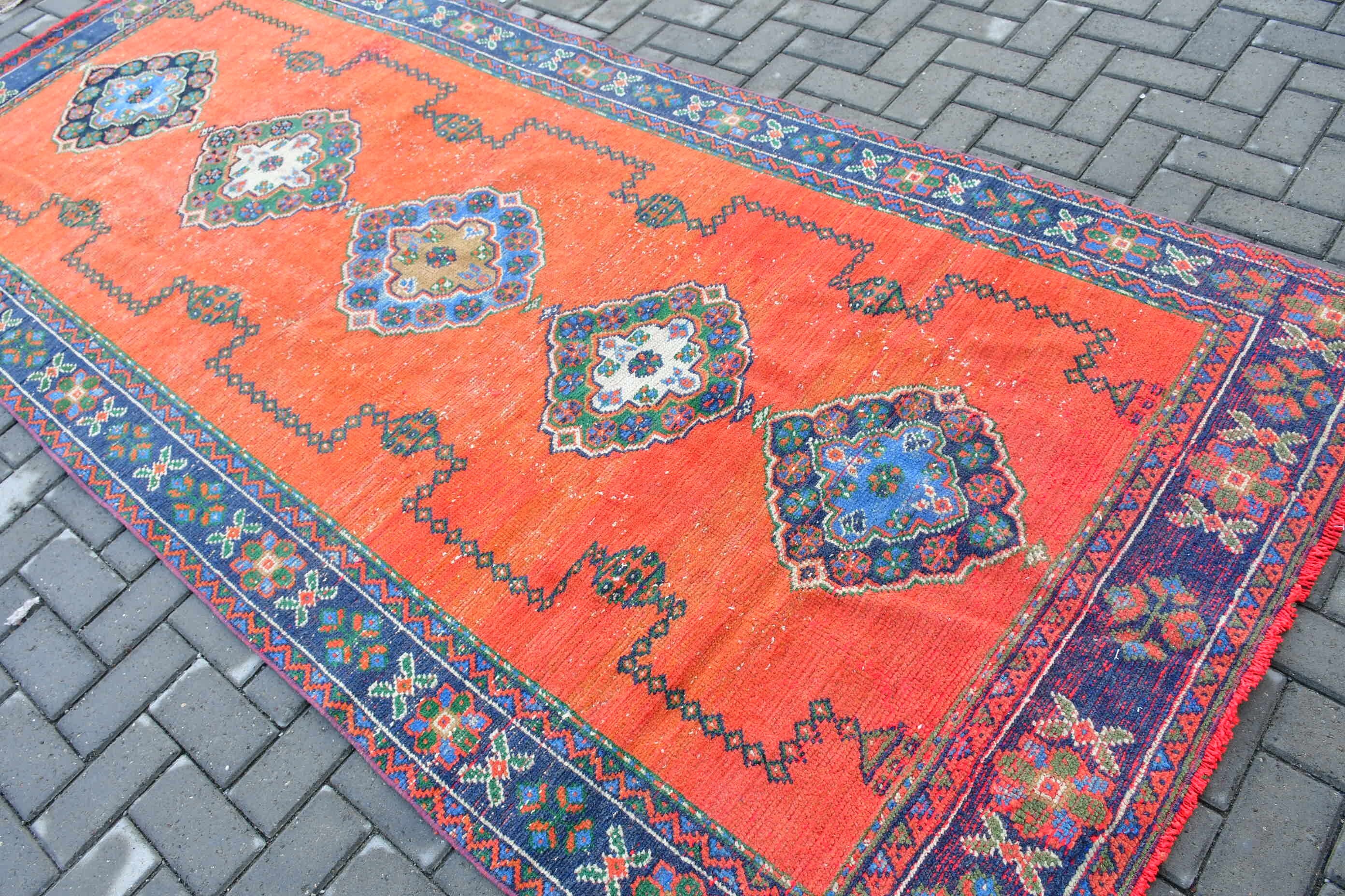 Cool Rug, Floor Rugs, Rugs for Living Room, 4.6x10.3 ft Large Rug, Vintage Rugs, Orange Oriental Rug, Salon Rug, Turkish Rug, Bedroom Rugs