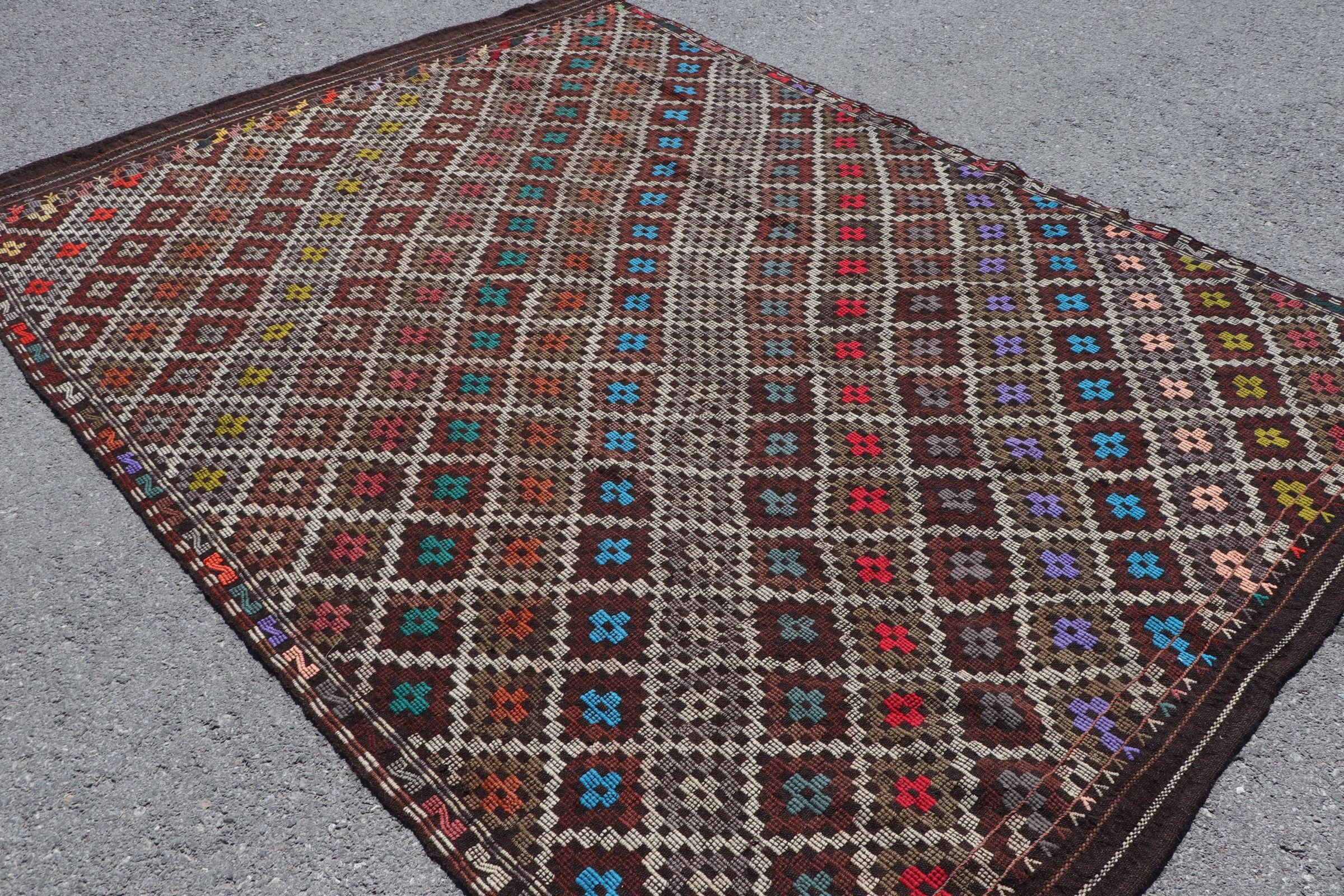 Vintage Halı, Türk Halıları, Oturma Odası Halıları, Anadolu Halısı, Bej Oushak Halısı, 6.5x9 ft Büyük Halı, Kilim, Yatak Odası Halısı, Salon Halısı, Retro Halılar