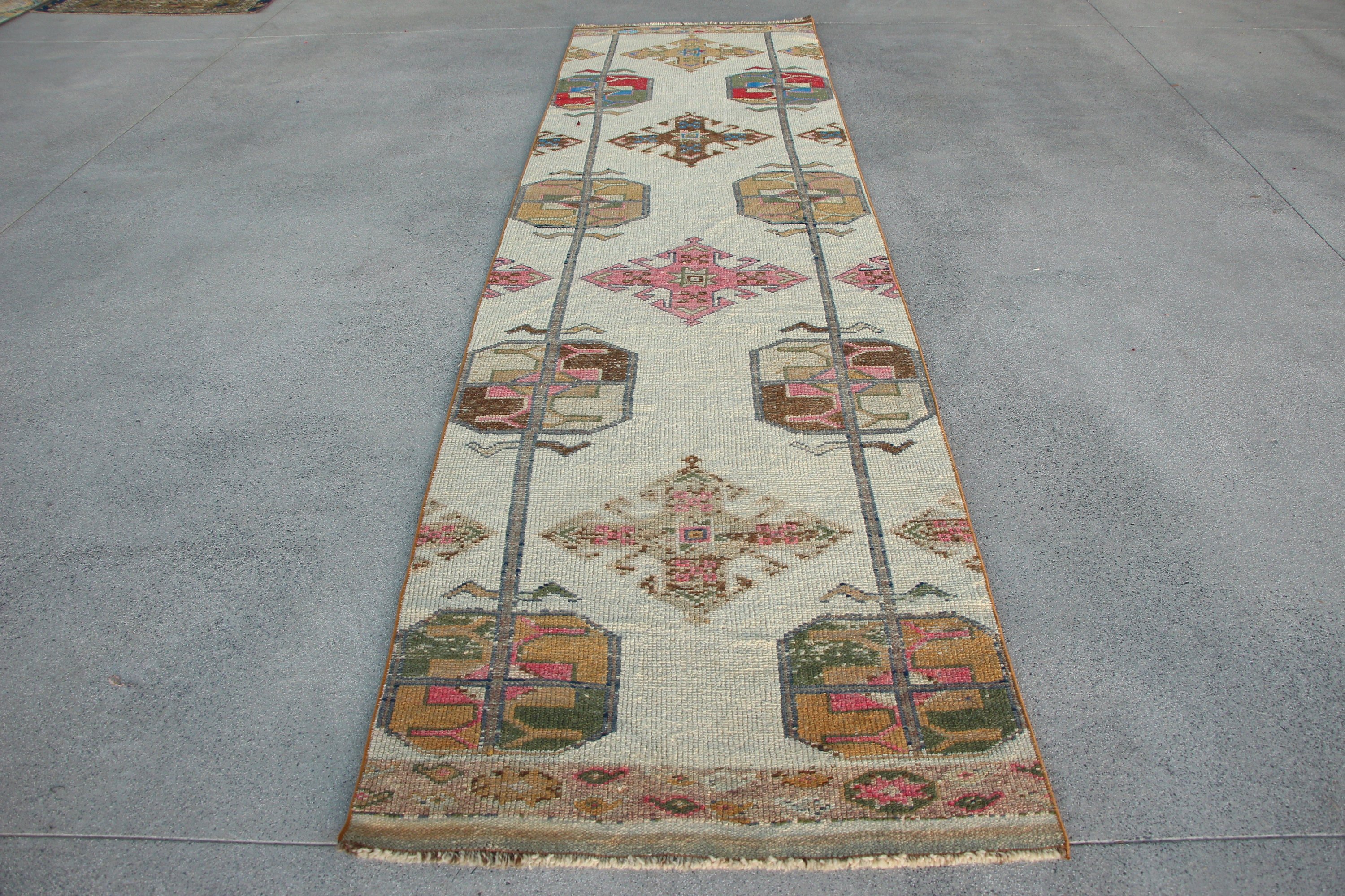 Beige Floor Rugs, Turkish Rugs, Kitchen Rugs, 3.2x12.5 ft Runner Rug, Cool Rug, Rugs for Stair, Vintage Rug, Hallway Rug