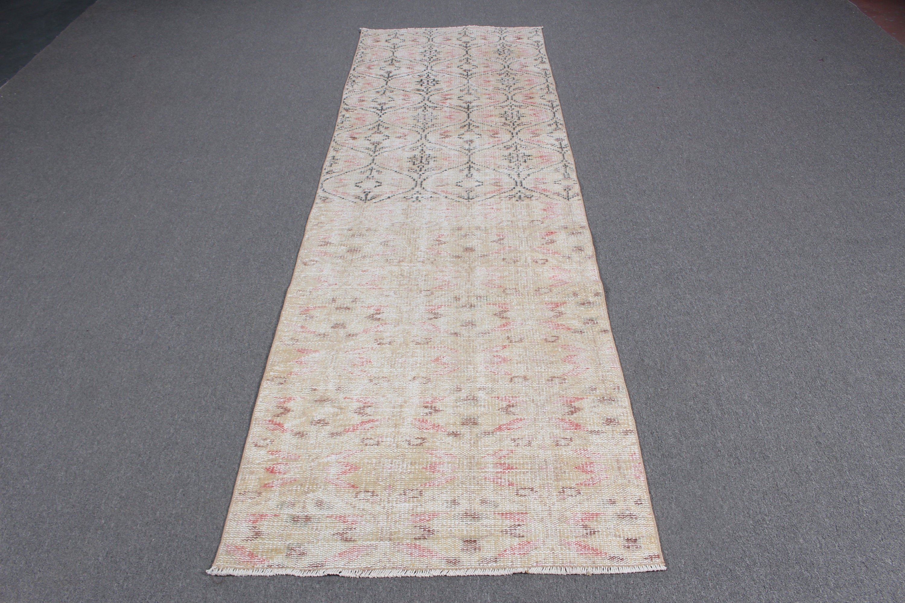 Beige Wool Rugs, 2.8x9 ft Runner Rugs, Long Runner Rugs, Turkish Rug, Wool Rug, Vintage Rug, Hallway Rugs, Rugs for Stair, Antique Rugs