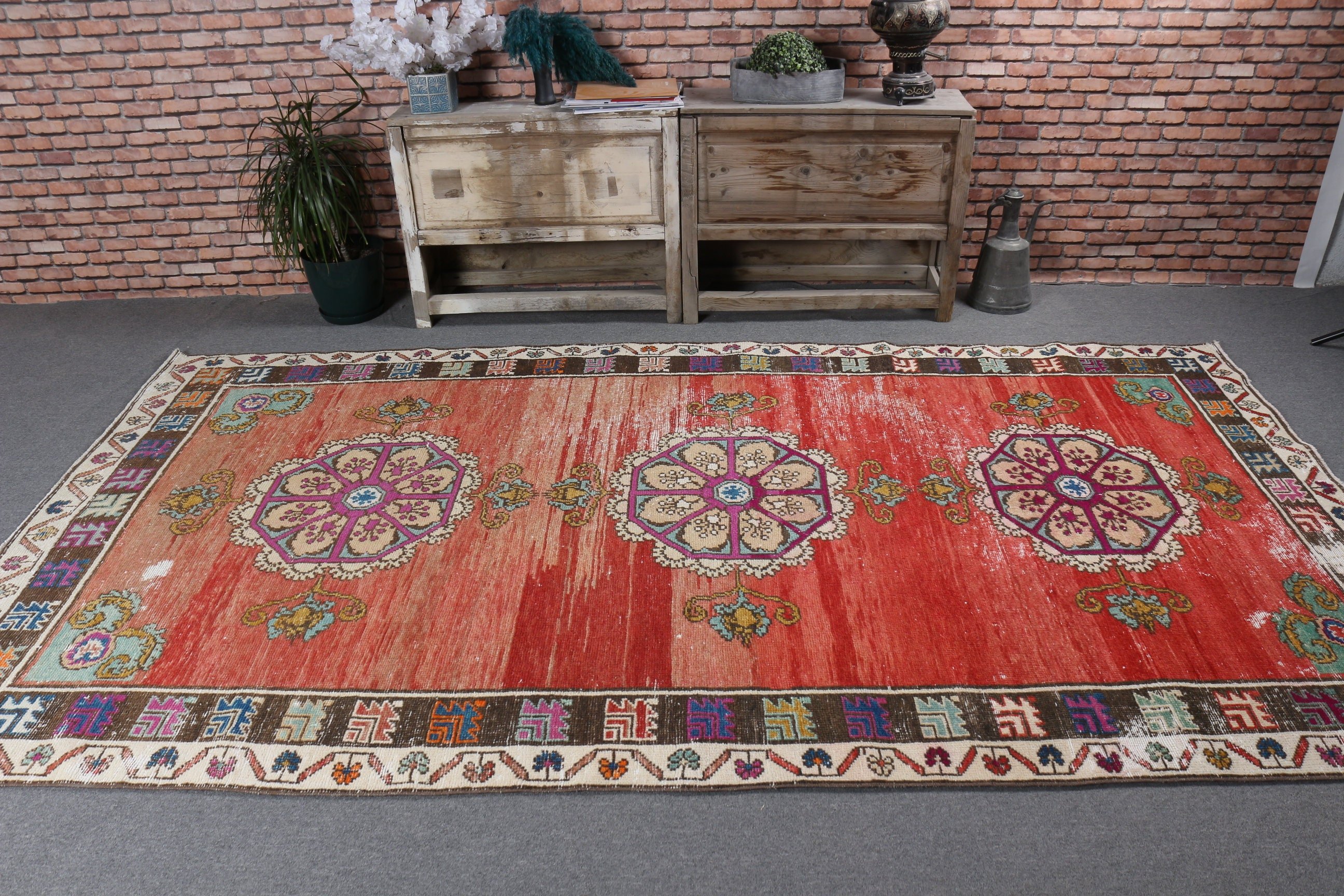 Red Modern Rugs, Moroccan Rugs, Floor Rug, Dining Room Rugs, Living Room Rug, Office Rug, 5.3x9.9 ft Large Rug, Vintage Rug, Turkish Rugs