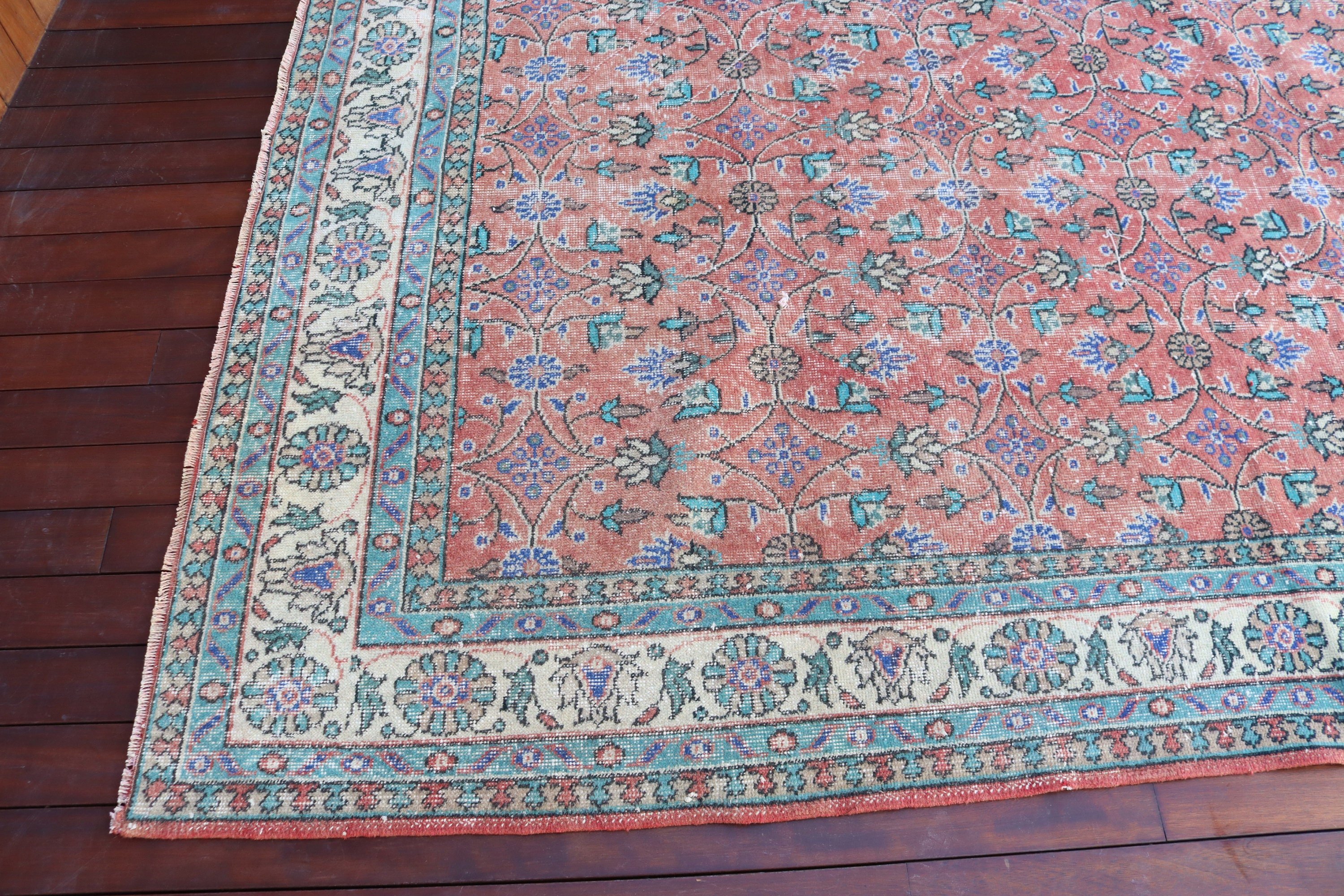 Türk Halısı, Mutfak Halıları, Vintage Halılar, 6.8x10.3 ft Büyük Boy Halı, Büyük Boy Vintage Halı, Estetik Halılar, Kırmızı Anadolu Halıları, Düz Dokuma Halı