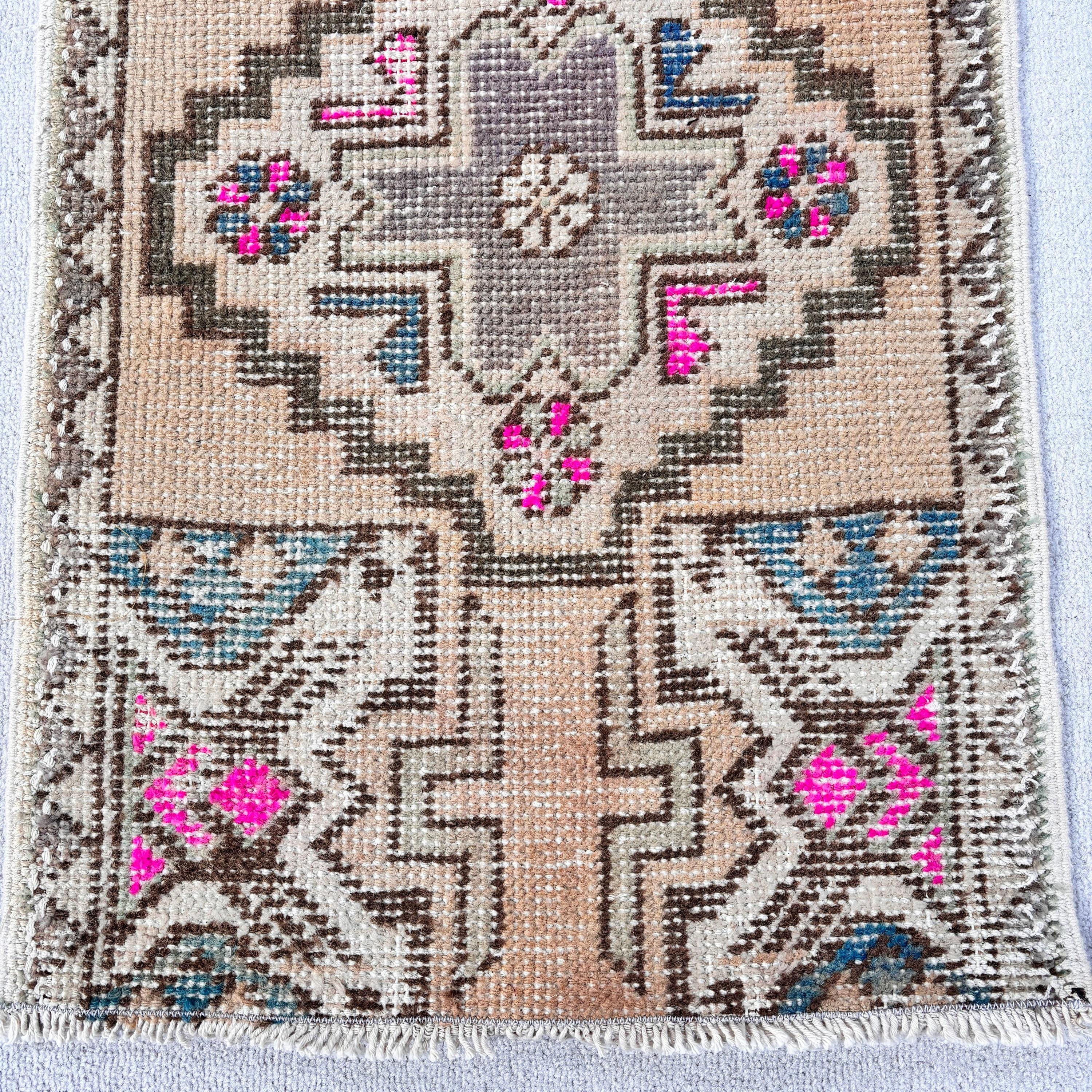 Türk Halısı, Turuncu Antika Halılar, Boho Halı, 1.6x2.6 ft Küçük Halı, Egzotik Halılar, Vintage Halılar, Lüks Halılar, Banyo Halıları, Küçük Vintage Halılar