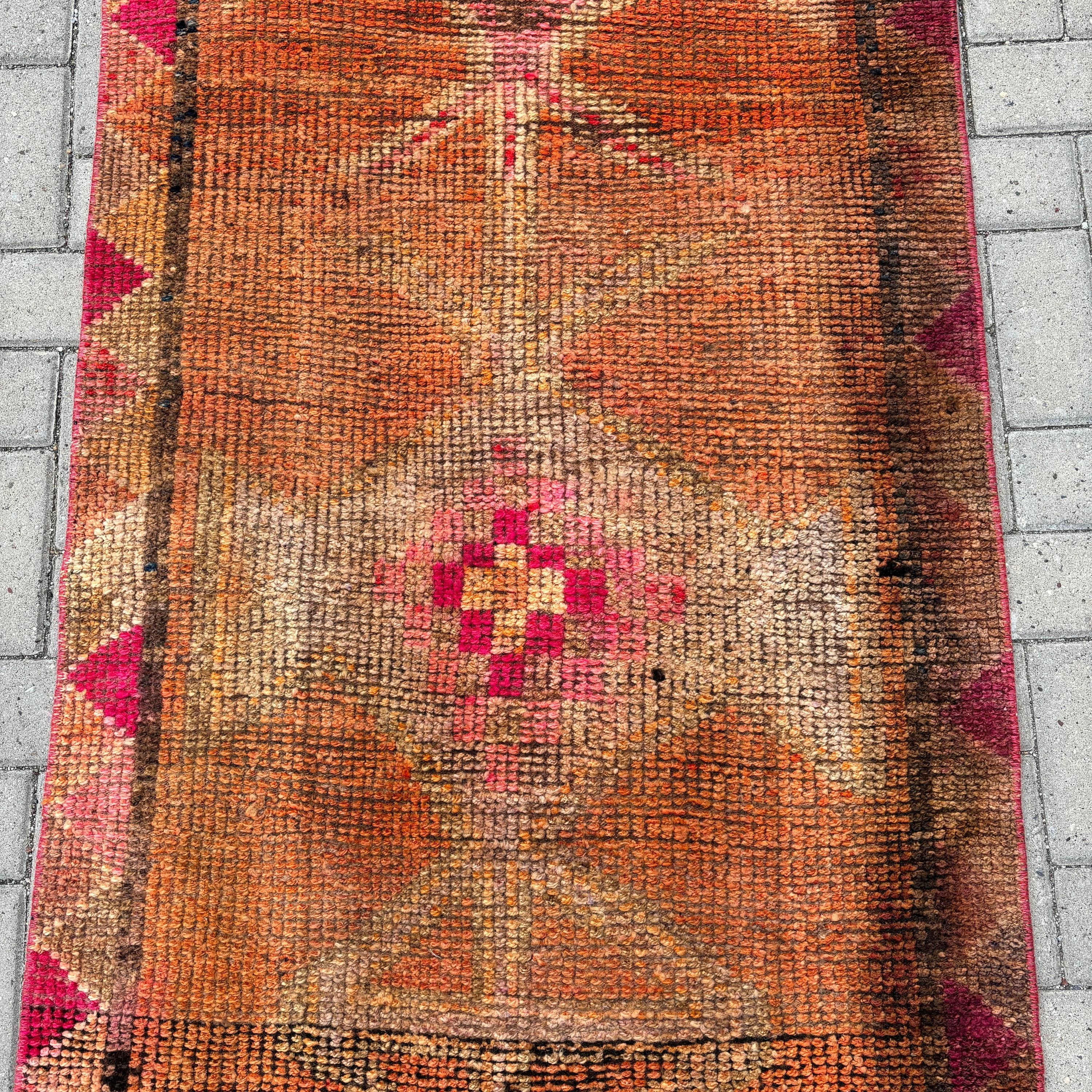 Turkish Rug, Stair Runner Rug Rugs, Bedroom Rugs, Anatolian Rug, Vintage Rug, 2.9x8.9 ft Runner Rug, Orange Bedroom Rug, Corridor Rugs