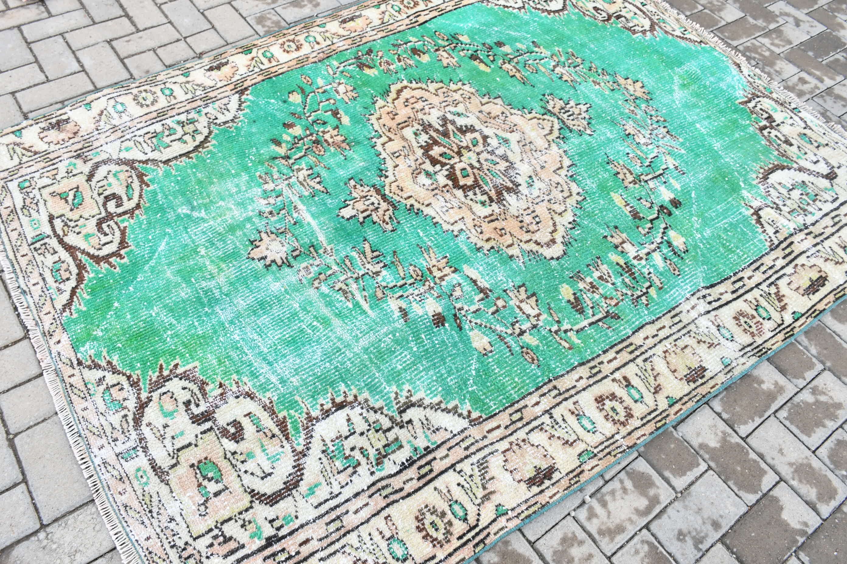 Turkish Rug, 5.2x7.1 ft Area Rugs, Vintage Rug, Office Rug, Rugs for Nursery, Floor Rug, Bedroom Rugs, Green Home Decor Rug, Nursery Rug