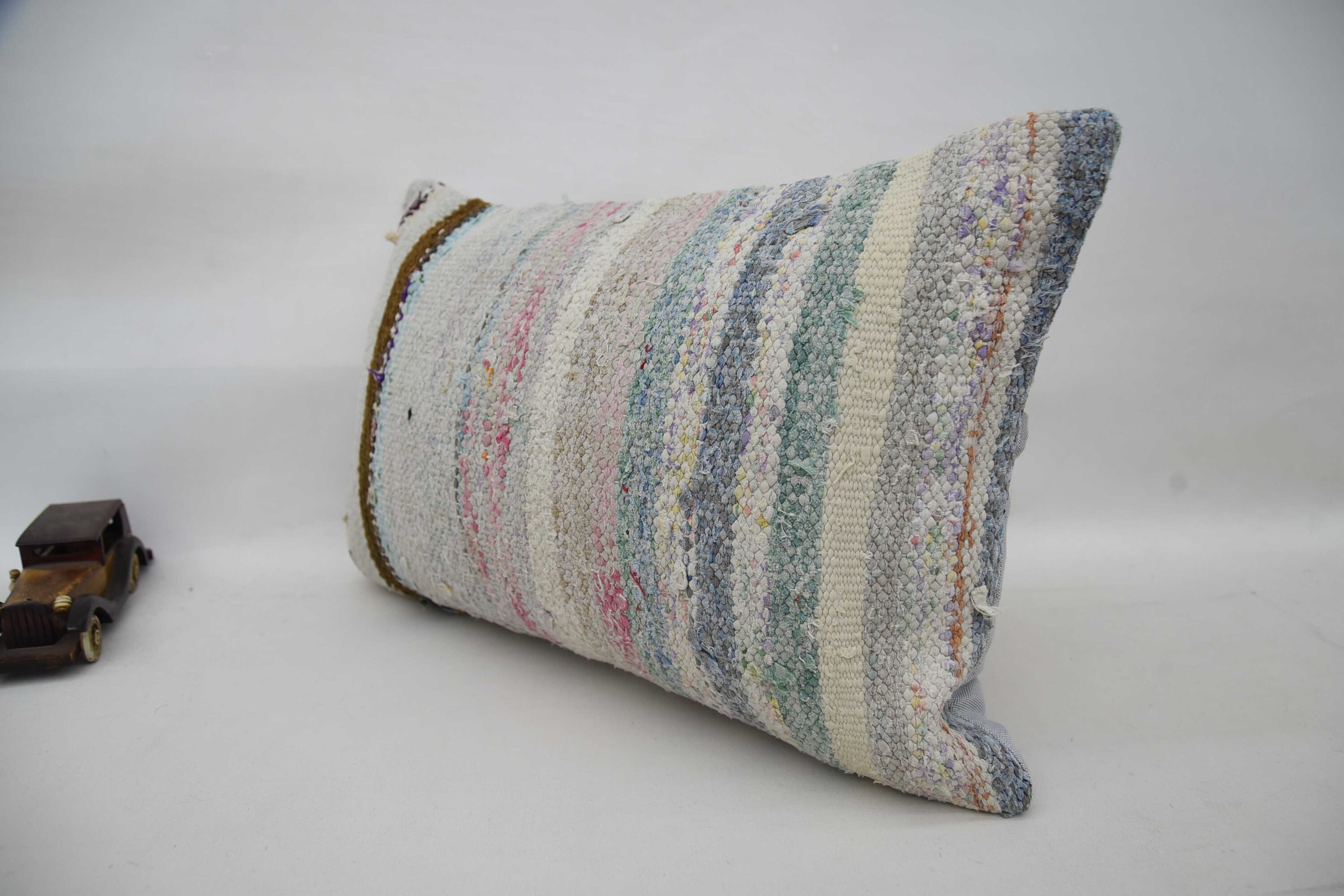 Turkish Corner Pillow Case, 16"x24" Blue Cushion Cover, Couch Pillow, Turkish Pillow, Gift Pillow, Turkish Kilim Pillow