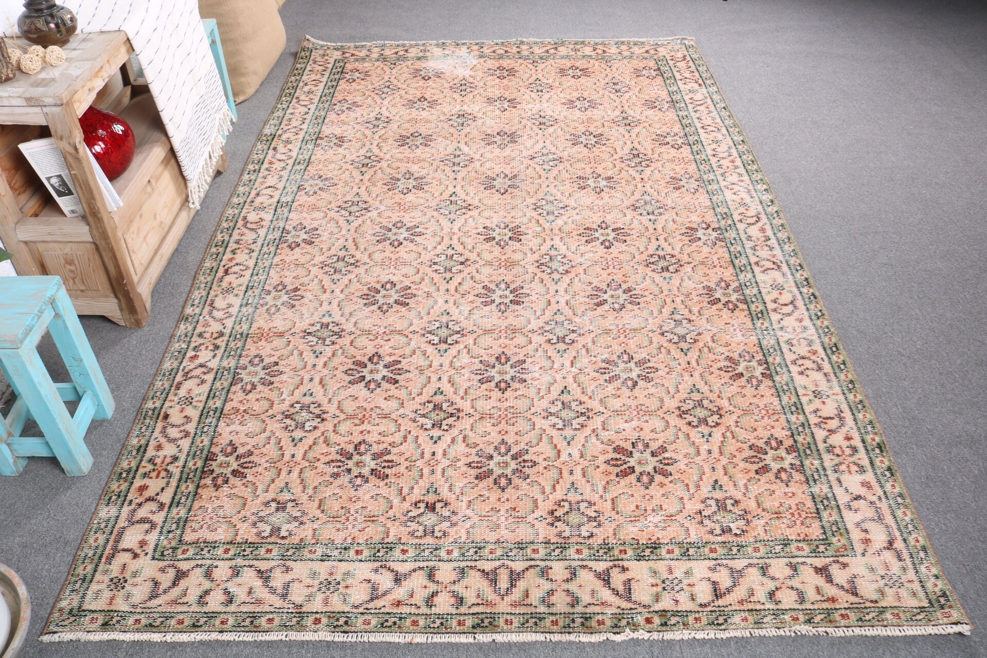 Living Room Rug, Turkish Rugs, Pale Rug, Vintage Rugs, Bedroom Rug, 5.3x8.6 ft Large Rugs, Wool Rug, Rugs for Salon, Home Decor Rug