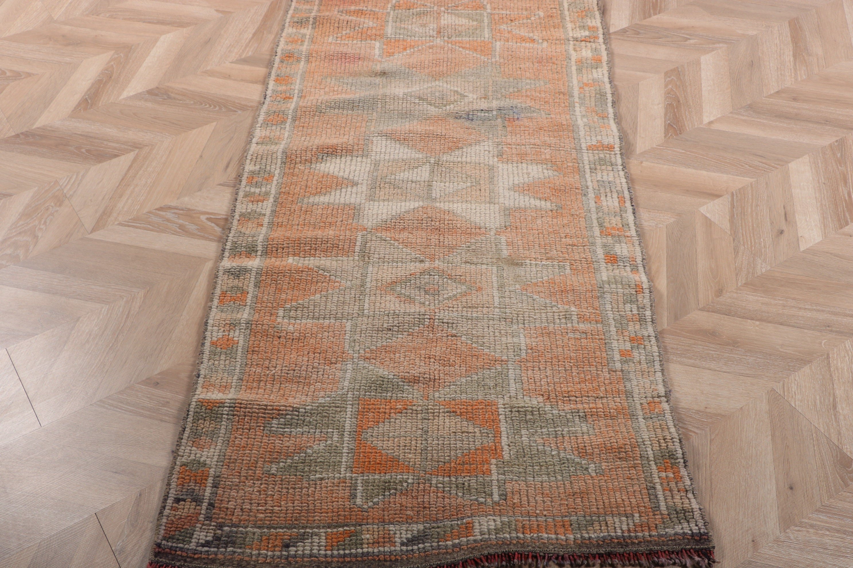 2.6x12.5 ft Runner Rugs, Vintage Rugs, Orange Floor Rug, Home Decor Rug, Stair Rugs, Corridor Rug, Turkish Rug, Decorative Rug, Floor Rug