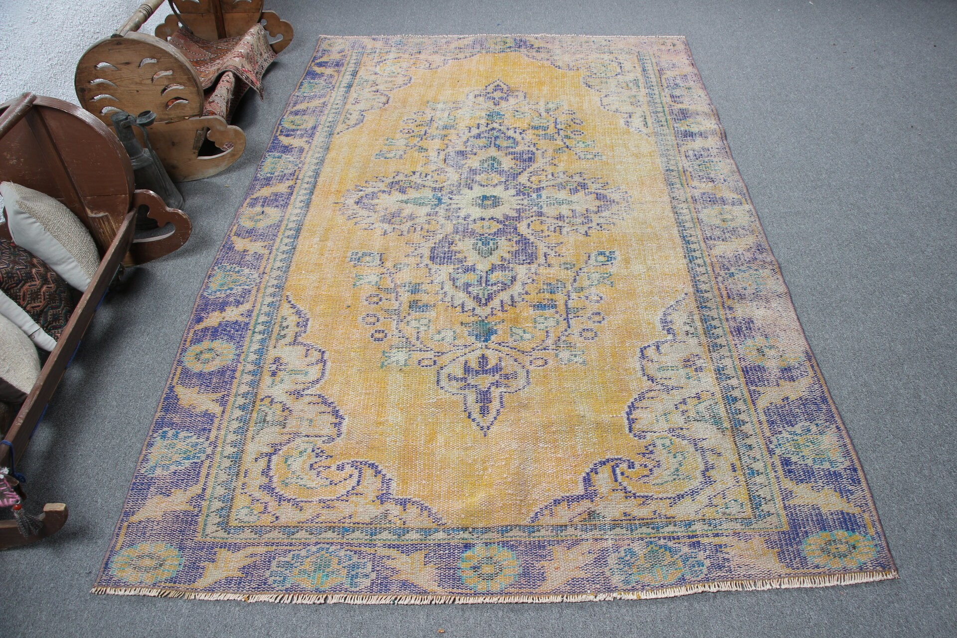 Rugs for Dining Room, Antique Rug, Yellow Bedroom Rugs, Dining Room Rugs, 5.2x8.6 ft Large Rug, Anatolian Rugs, Turkish Rug, Vintage Rugs