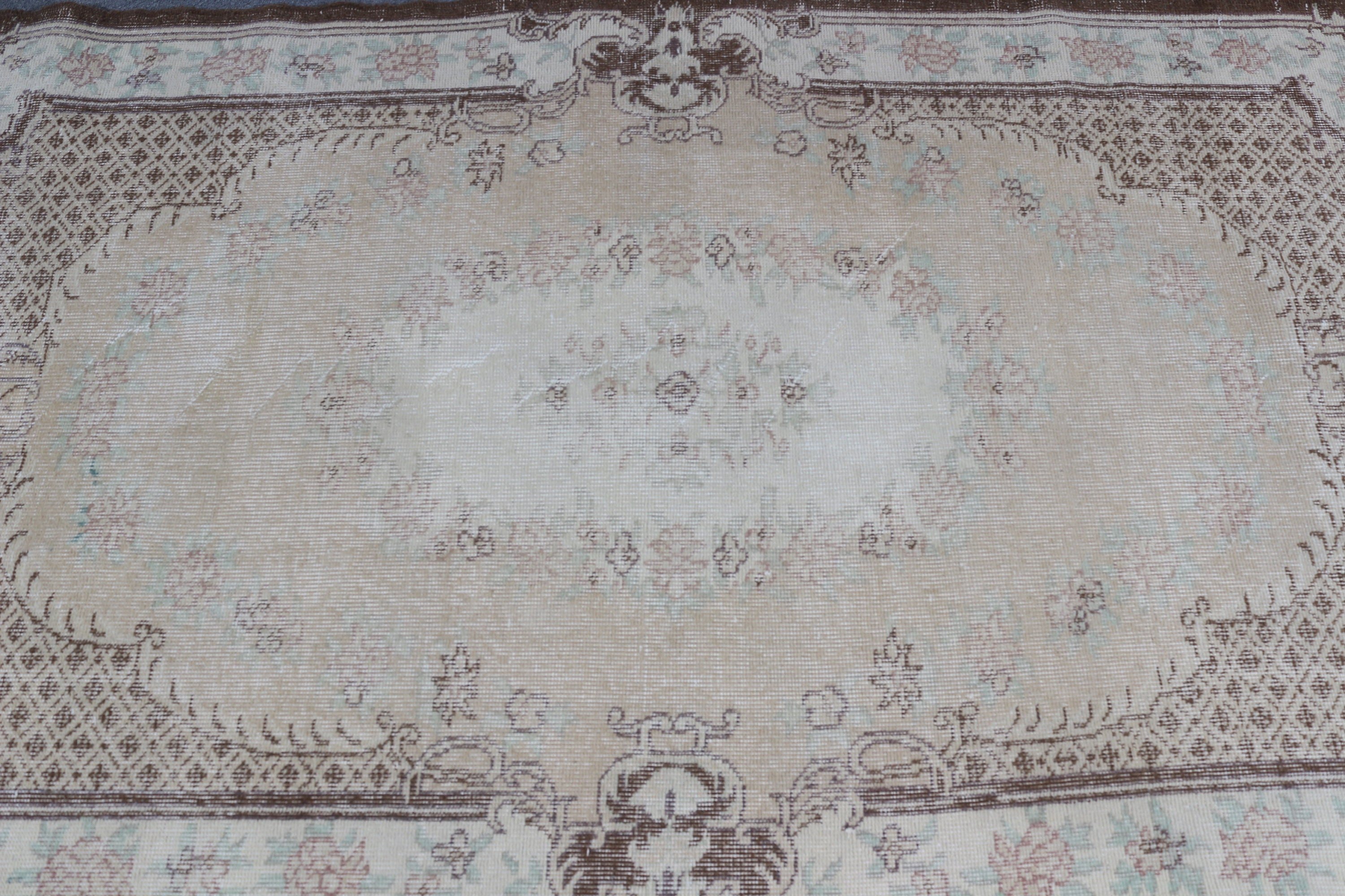 Türk Halıları, 3.9x6.9 ft Alan Halısı, Yer Halısı, Ev Dekorasyonu Halısı, Bej Anadolu Halısı, Boho Halıları, Vintage Halılar, Oturma Odası Halısı