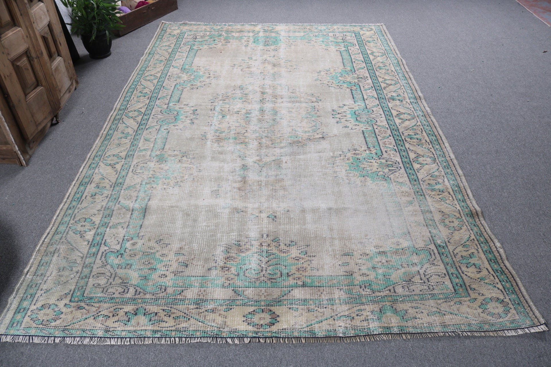 Büyük Vintage Halılar, 6.2x9.3 ft Büyük Halı, Lüks Halı, Vintage Halı, Yer Halısı, Yemek Odası Halıları, Türk Halısı, Kabile Halıları, Bej Mutfak Halısı