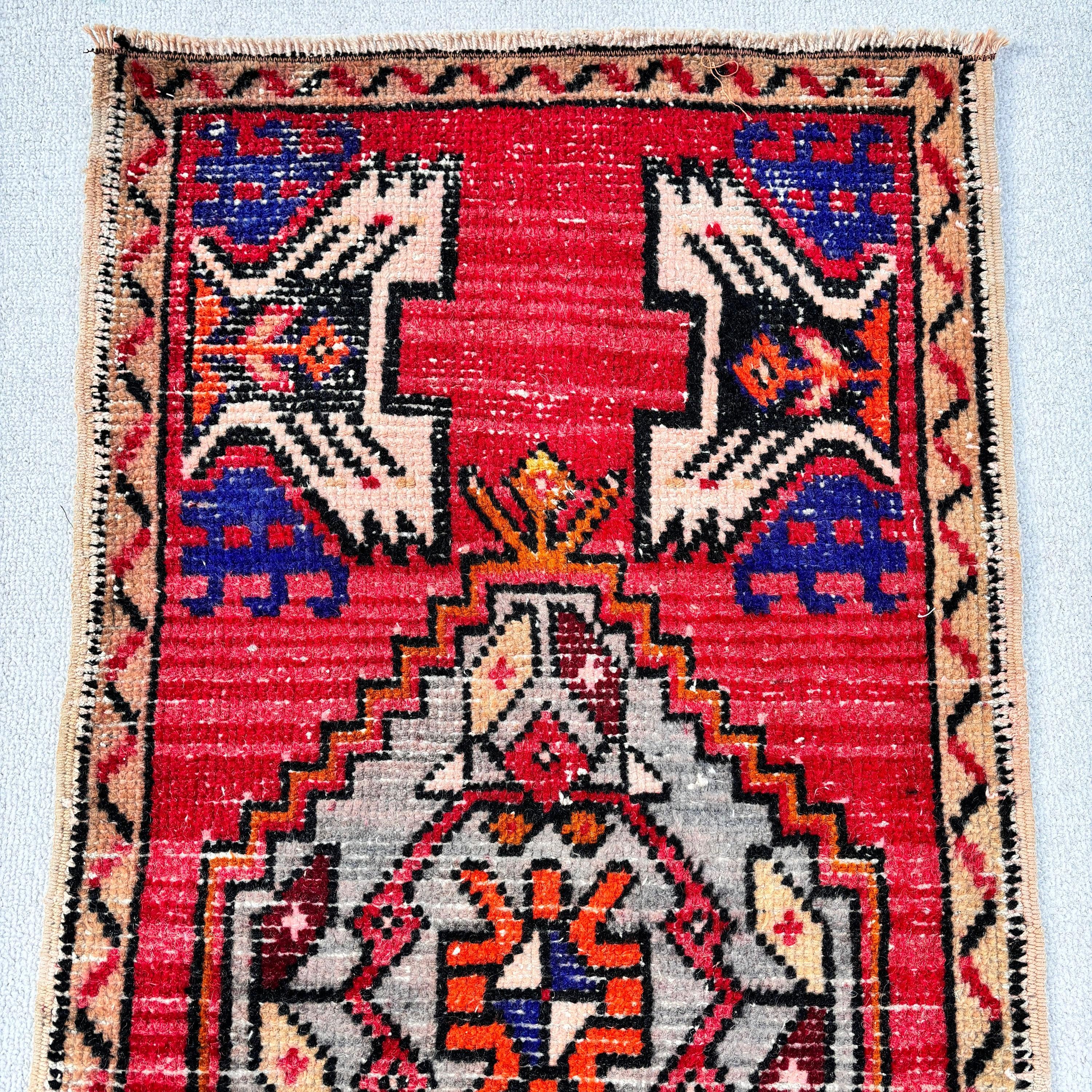 Küçük Alan Halıları, 1,6x3,3 ft Küçük Halılar, Oushak Halıları, Vintage Halılar, Kırmızı Yer Halıları, Banyo Halısı, Türk Halısı, Boho Halıları, Çocuk Halısı