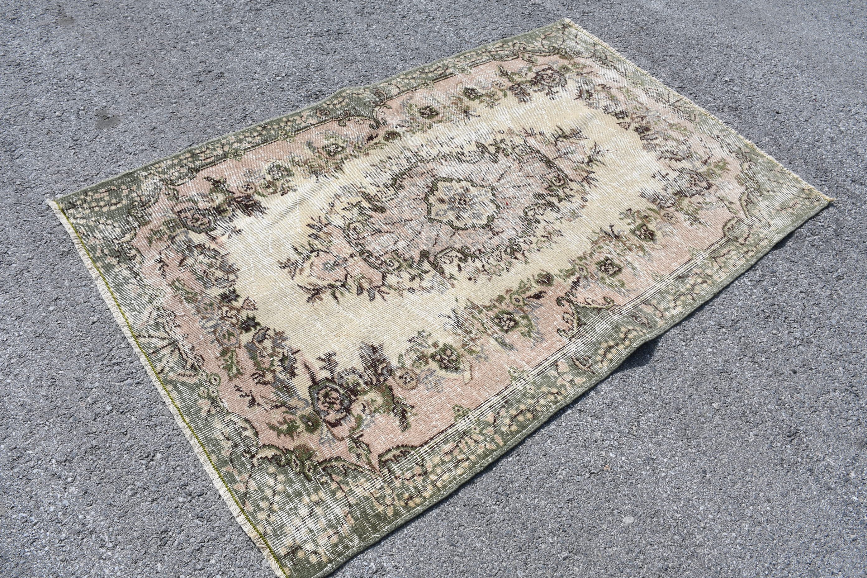 Vintage Rug, Turkish Rugs, Living Room Rug, Anatolian Rug, 3.9x6.2 ft Area Rugs, Antique Rug, Pale Rug, Rugs for Area, Black Antique Rug