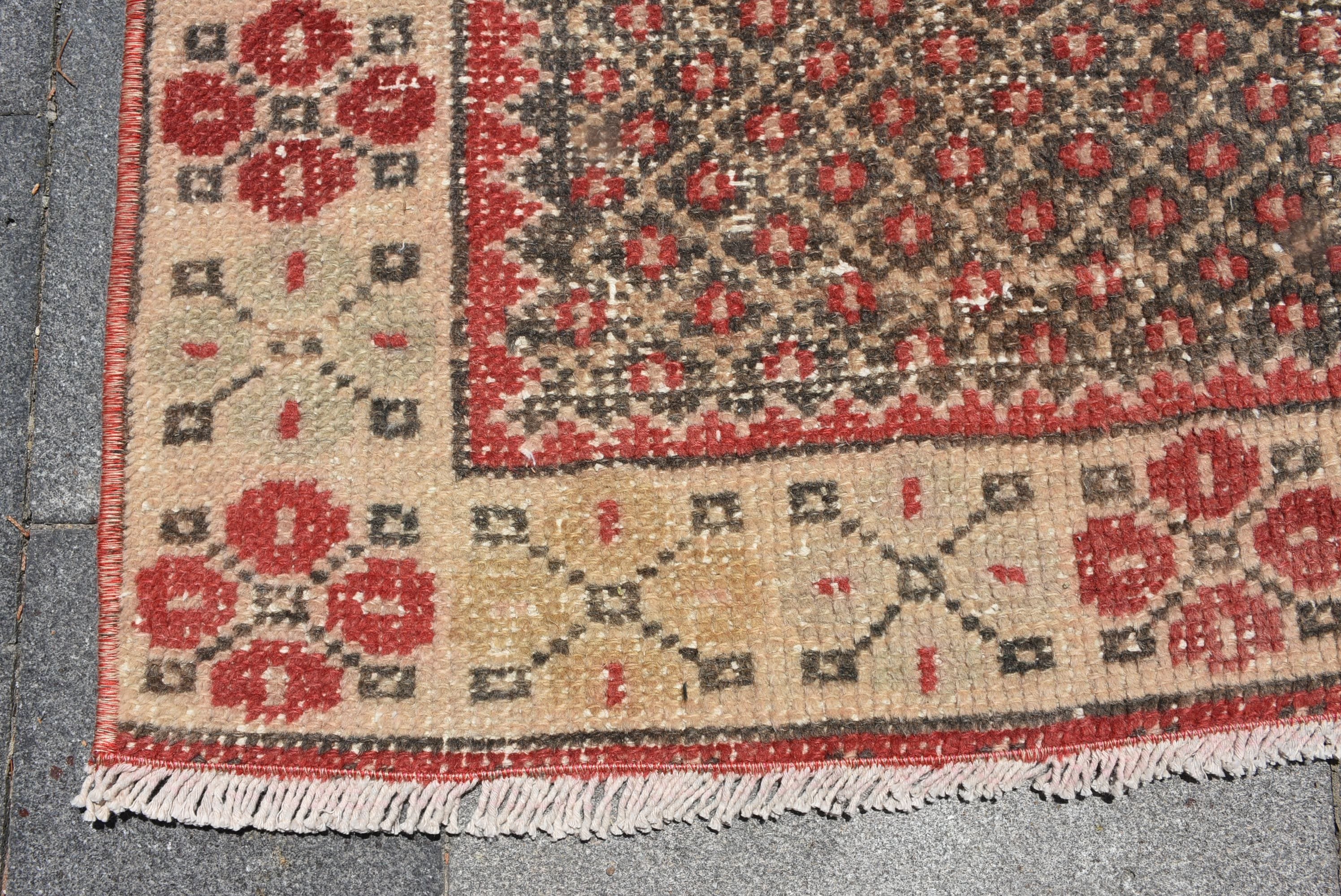 3.8x8.7 ft Area Rug, Moroccan Rug, Red Wool Rug, Nursery Rugs, Turkish Rug, Rugs for Floor, Vintage Rugs, Dining Room Rug