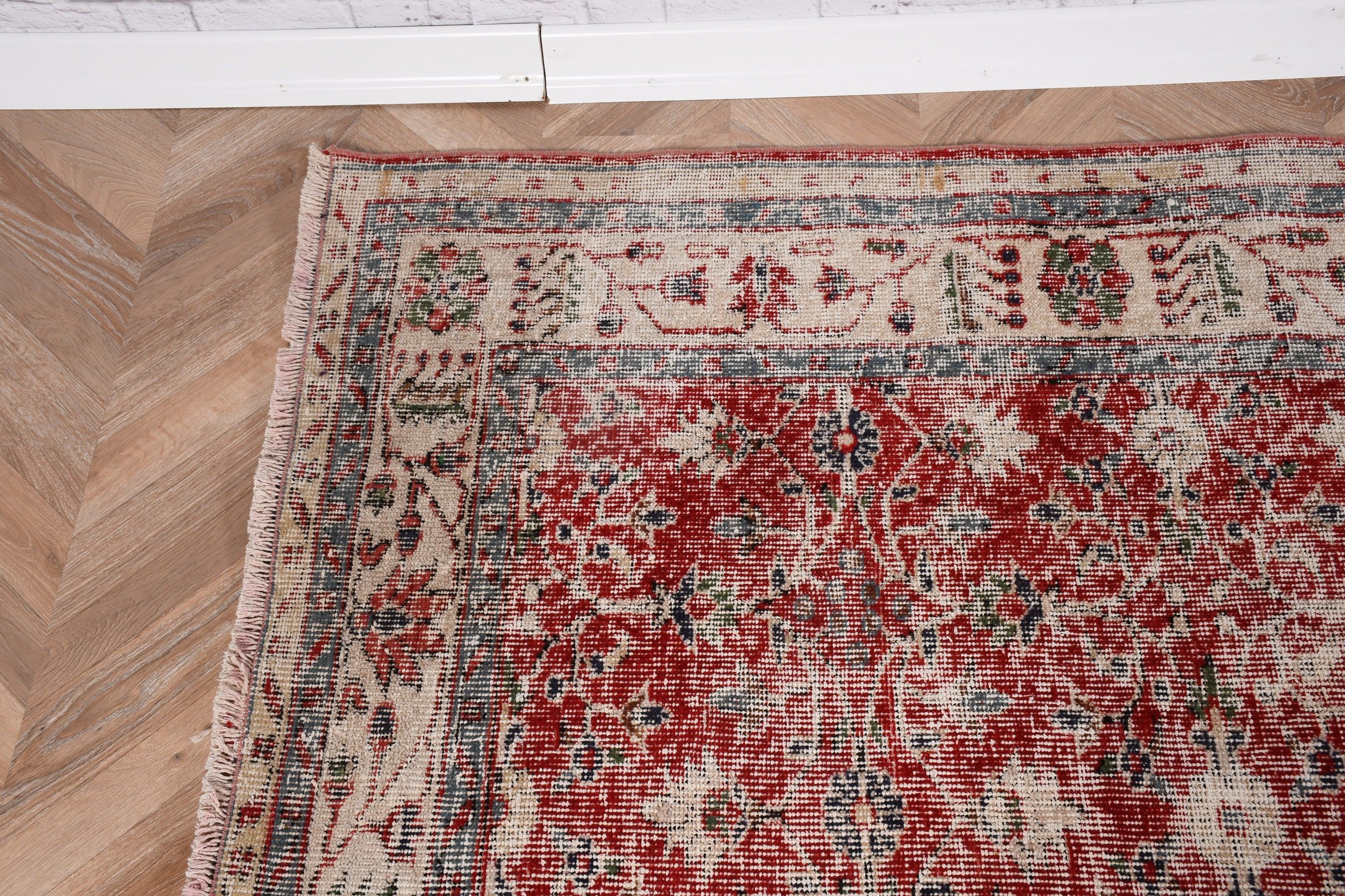 Kırmızı Yatak Odası Halısı, Vintage Halılar, Büyük Vintage Halı, El Dokuma Halı, Türk Halısı, Düz Dokuma Halı, 5.7x9.2 ft Büyük Halı, Yemek Odası Halısı