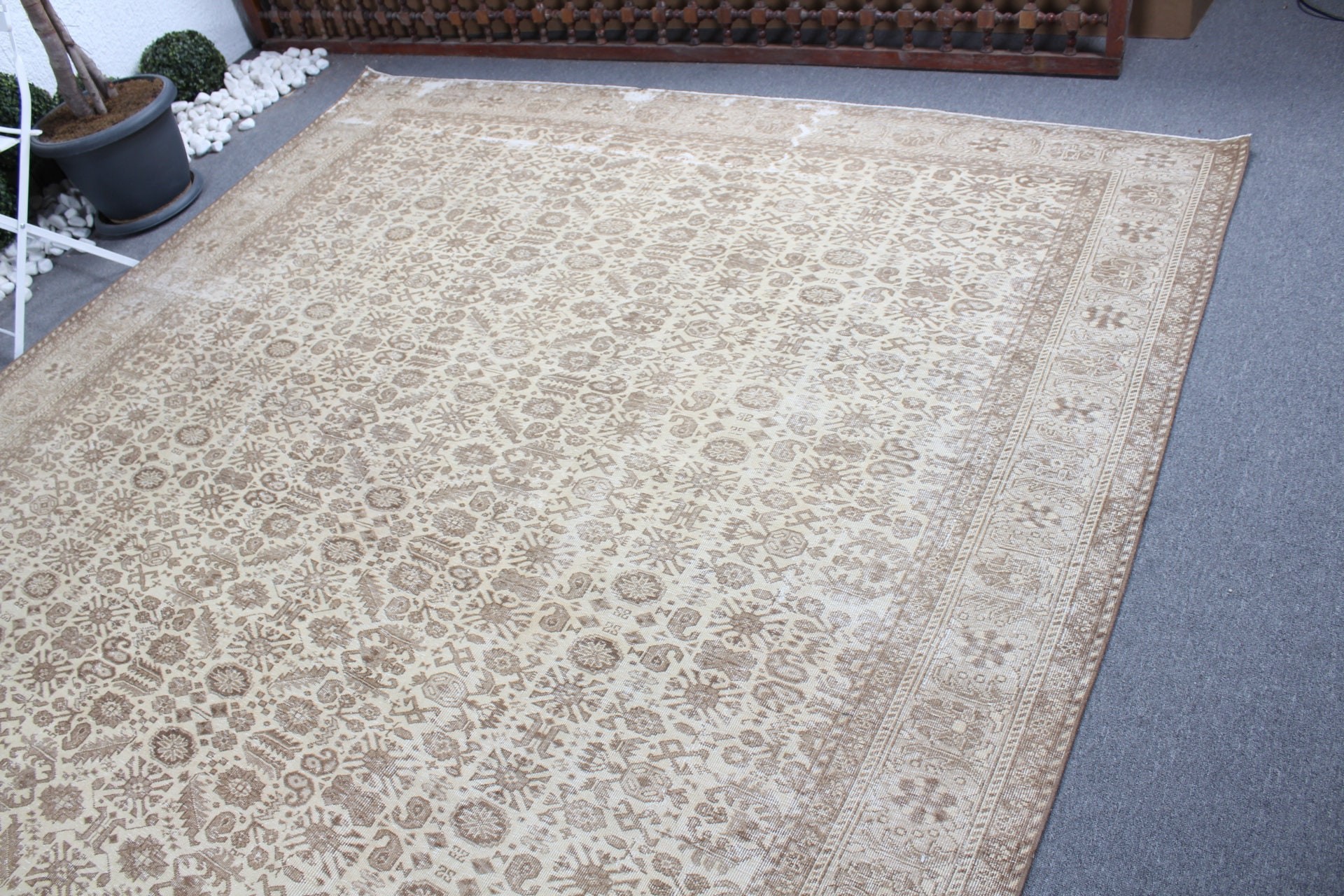 Boho Rug, 8.1x12.1 ft Oversize Rugs, Beige Antique Rugs, Living Room Rug, Floor Rug, Cool Rugs, Turkish Rugs, Vintage Rug, Saloon Rug