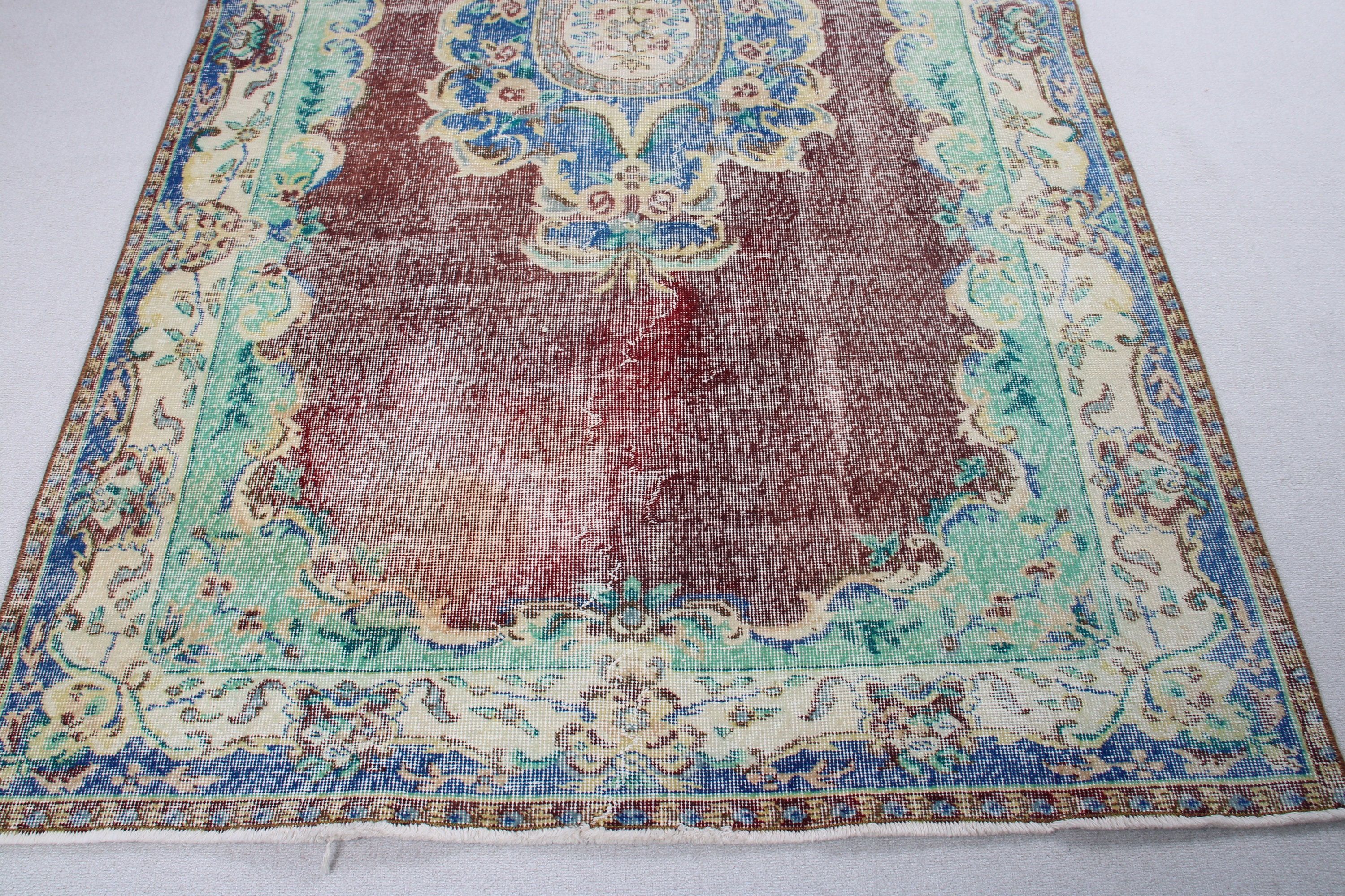 5.1x8.7 ft Büyük Halılar, Oturma Odası Halısı, Yemek Odası Halıları, Düz Dokuma Halı, Mor Antika Halılar, Vintage Halı, Türk Halısı