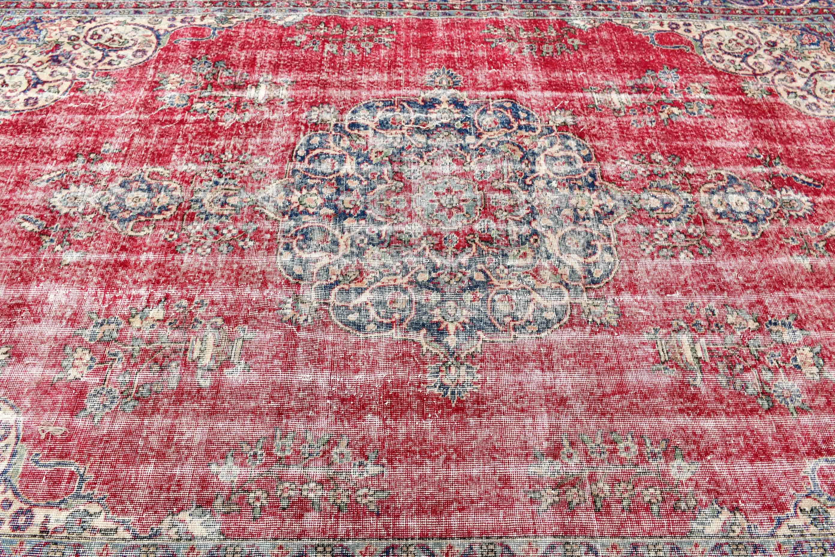 Cool Rug, Bedroom Rugs, Living Room Rug, Turkish Rug, Oriental Rug, Red Kitchen Rug, Vintage Rugs, Rugs for Salon, 7.1x9.8 ft Large Rug