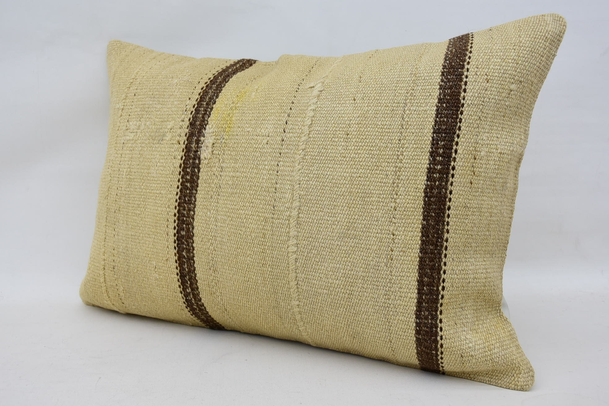 Pillow for Sofa, Crochet Pattern Pillow Case, Turkish Kilim Pillow, Boho Pillow, 16"x24" Beige Cushion, Kilim Rug Pillow