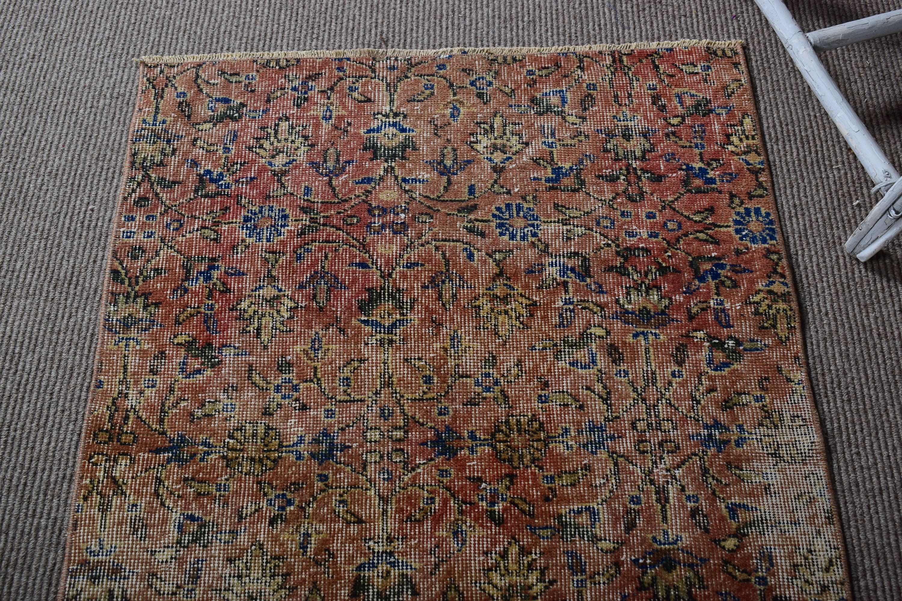 Boho Halı, Vintage Halı, Kapı Paspas Halıları, Düz Dokuma Halılar, Yün Halı, Turuncu Yatak Odası Halıları, Duvara Asılı Halılar, 2.6x5.7 ft Küçük Halılar, Türk Halısı