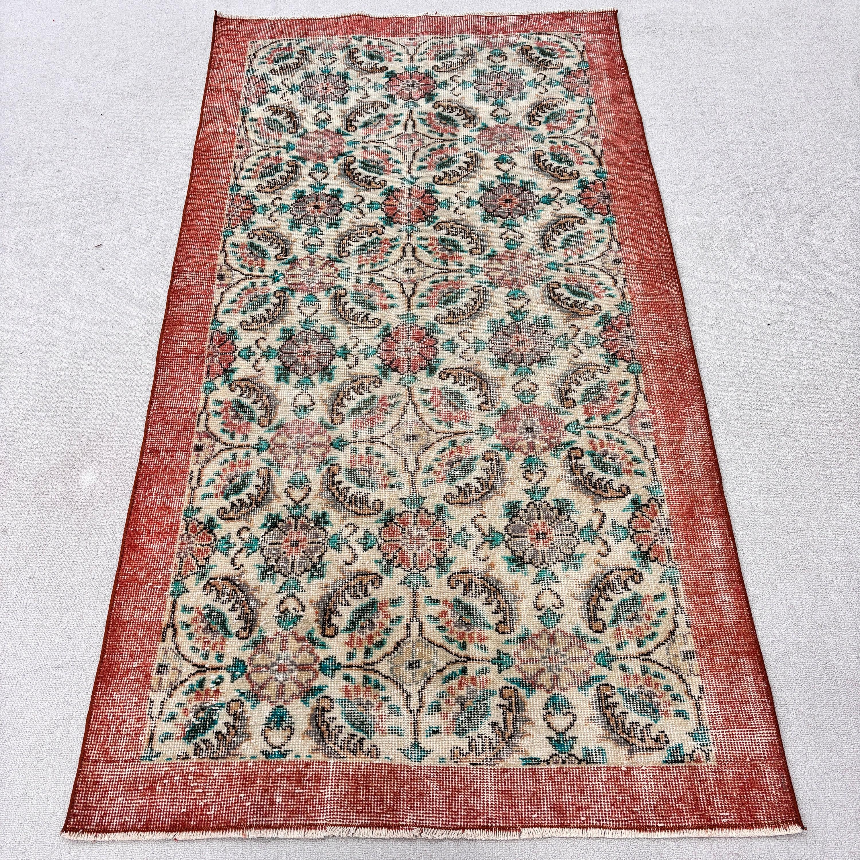 Nötr Halılar, Türk Halısı, Boho Vurgulu Halılar, Yatak Odası Halısı, Yeşil Ev Dekorasyonu Halısı, 3,5x6,7 ft Vurgulu Halılar, Vintage Halılar