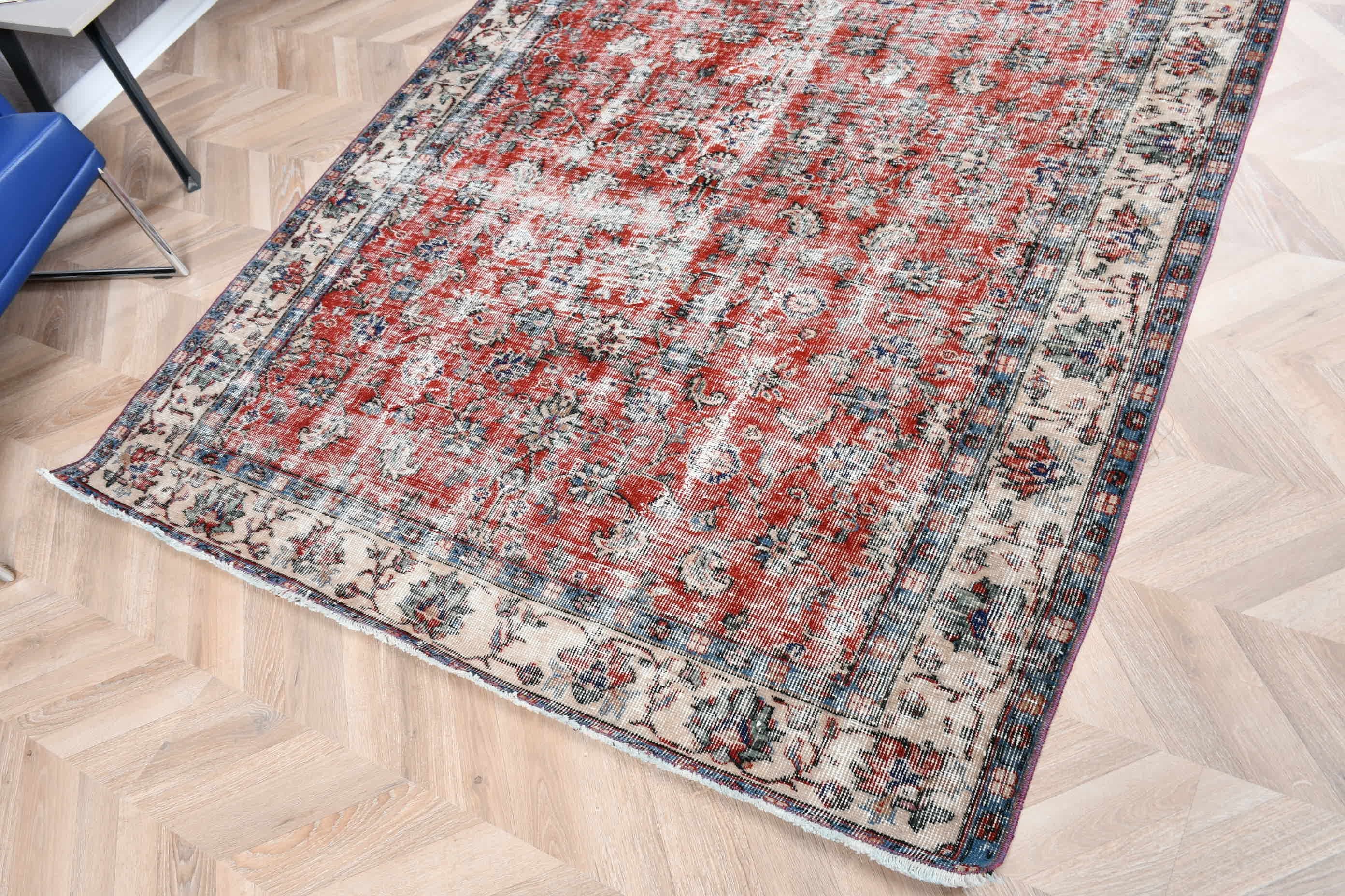 Antique Rugs, Vintage Rug, Turkish Rug, 5.2x7.5 ft Area Rugs, Living Room Rugs, Indoor Rug, Rugs for Floor, Oushak Rug, Red Moroccan Rugs