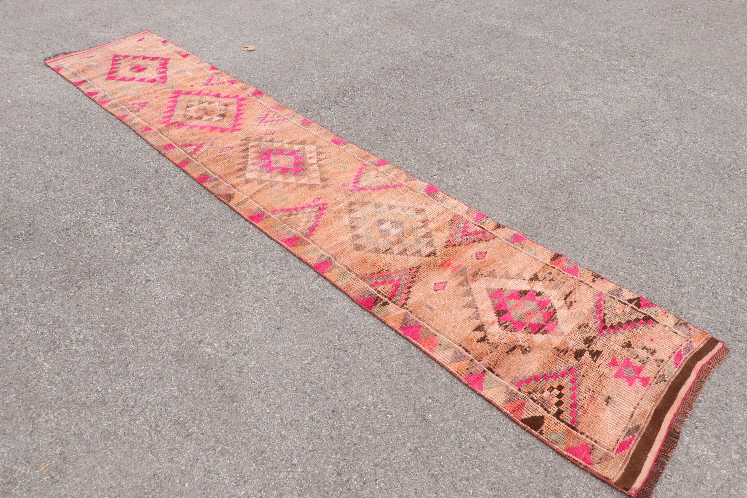 Türk Halısı, Oryantal Halılar, Vintage Halılar, Kahverengi 2.3x12.8 ft Runner Halıları, Anadolu Halıları, Koridor Halısı, Mutfak Halıları