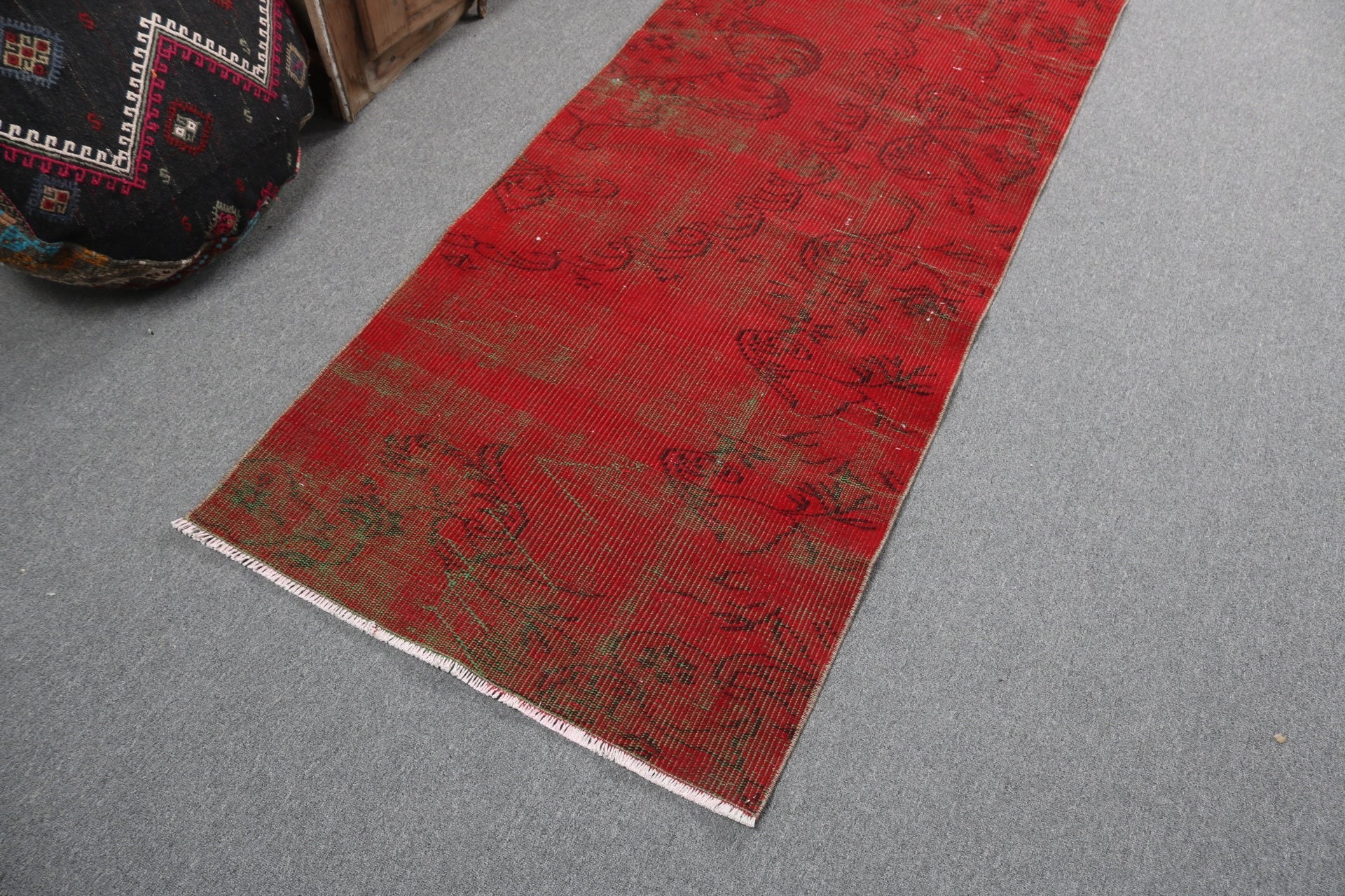 Vintage Rug, Handmade Rug, Kitchen Rugs, Long Runner Rug, 2.8x8.7 ft Runner Rug, Turkish Rug, Antique Rug, Red Floor Rug, Rugs for Hallway