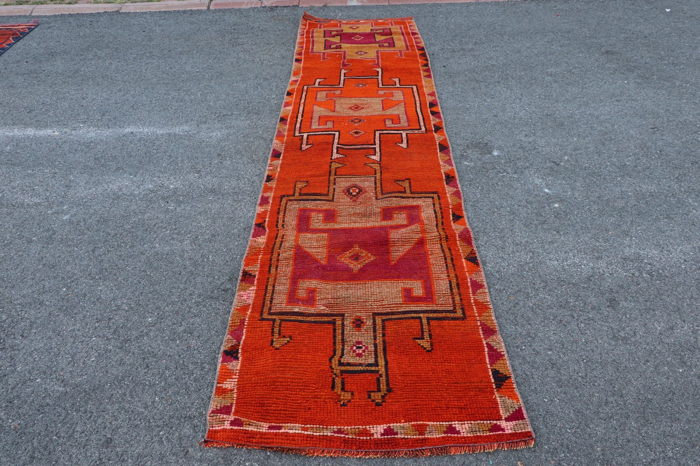 Corridor Rug, Orange Oushak Rug, Floor Rugs, Kitchen Rug, 2.7x11 ft Runner Rug, Anatolian Rug, Turkish Rug, Vintage Rug, Home Decor Rug