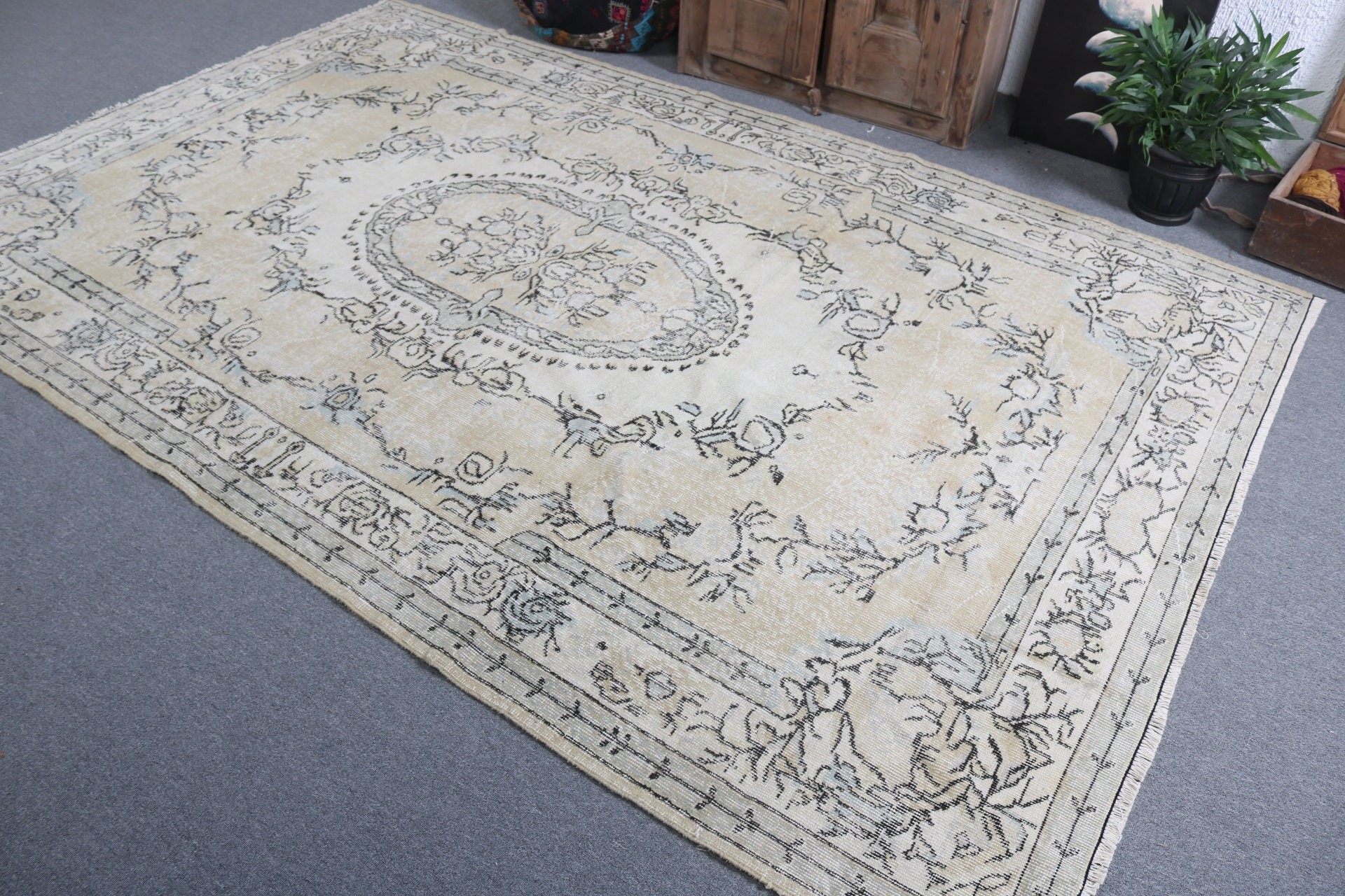 Moroccan Rugs, Beige Bedroom Rugs, Living Room Rug, Bedroom Rugs, Vintage Rug, Turkish Rugs, 6.1x9.4 ft Large Rug, Rugs for Bedroom