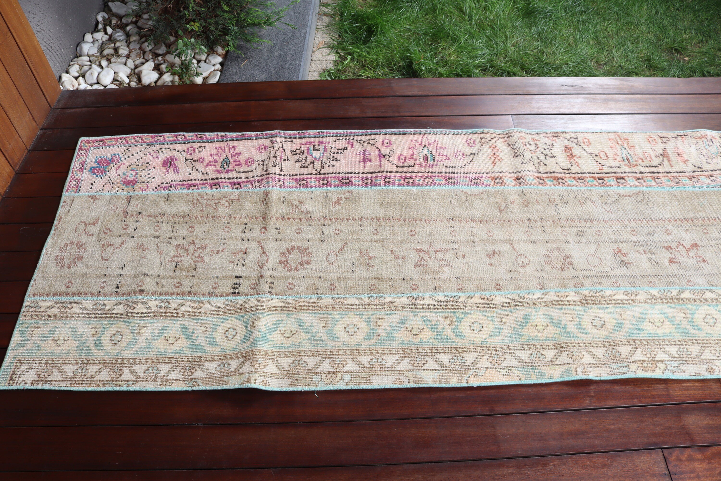 Oryantal Halı, Kahverengi Boho Halı, Koridor Halıları, Türk Halıları, Geometrik Halı, 2,7x8,6 ft Koşucu Halısı, Vintage Halılar, Merdiven Halıları, Koridor Halısı