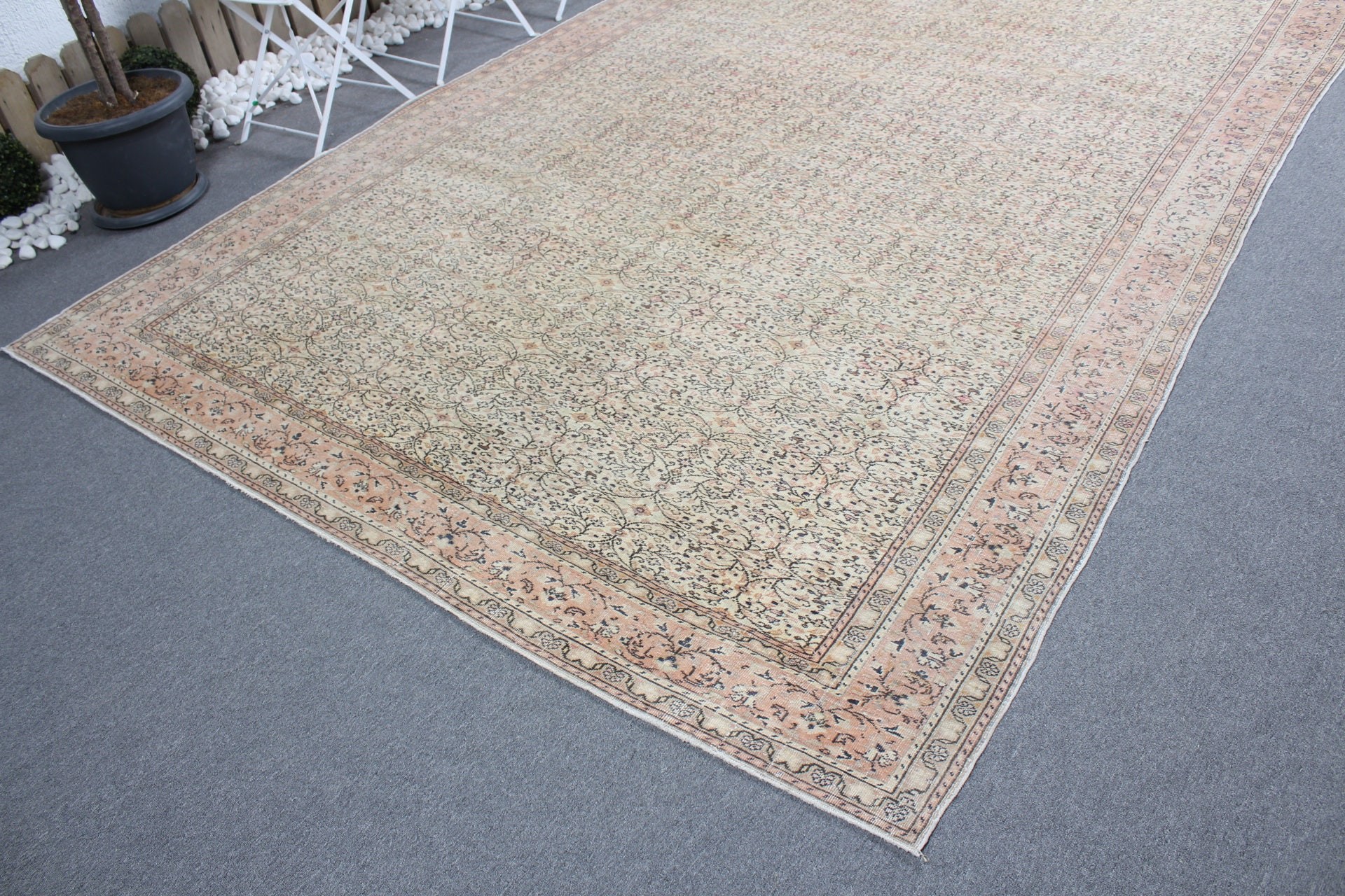 Dining Room Rugs, Wool Rug, Turkish Rugs, Beige Anatolian Rugs, Living Room Rug, 7.6x11.3 ft Oversize Rugs, Vintage Rug