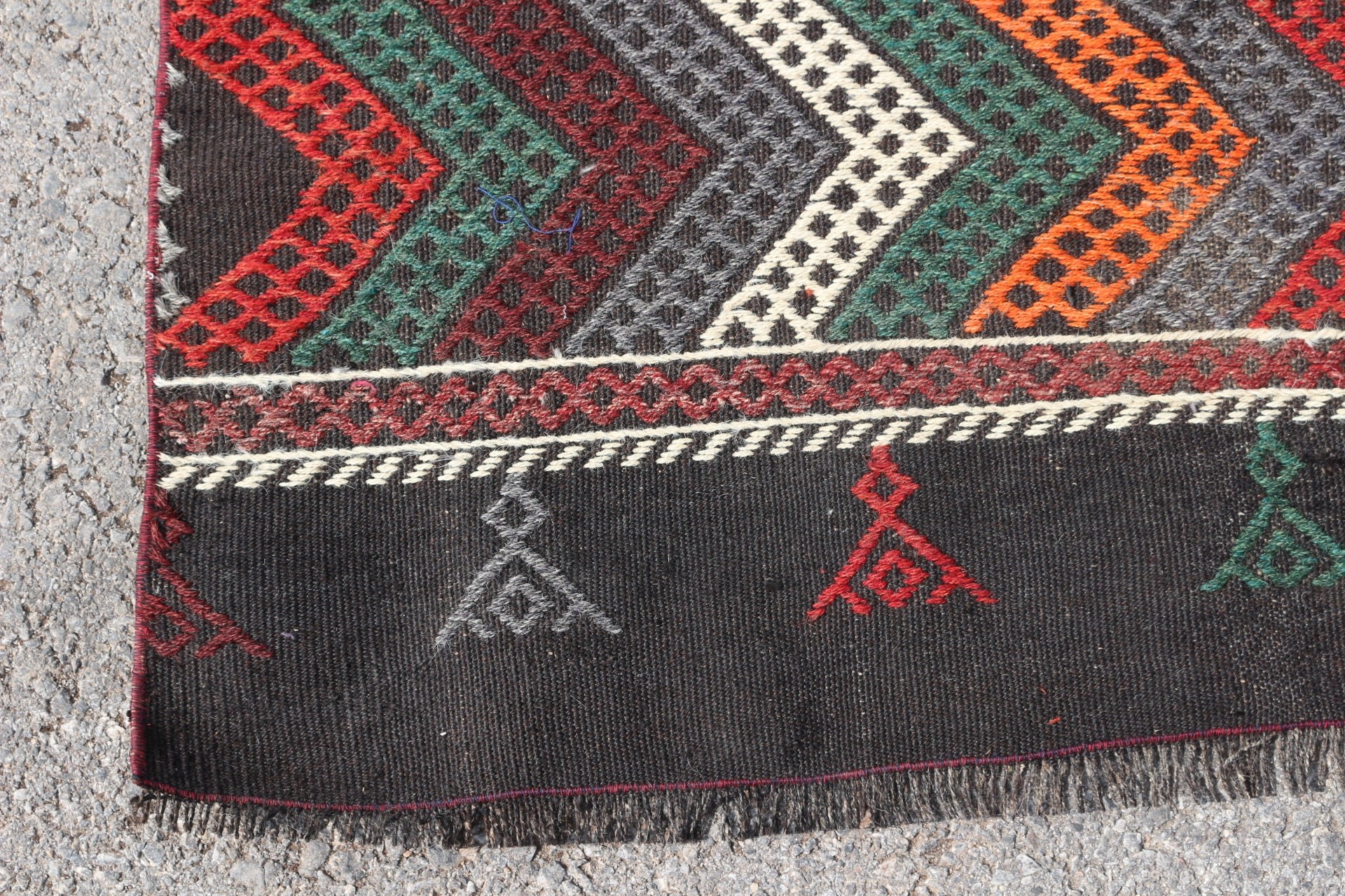 Dining Room Rug, Kilim, Cool Rug, Aztec Rug, Moroccan Rug, Turkish Rugs, Salon Rug, Black  6.8x9.8 ft Large Rug, Vintage Rugs